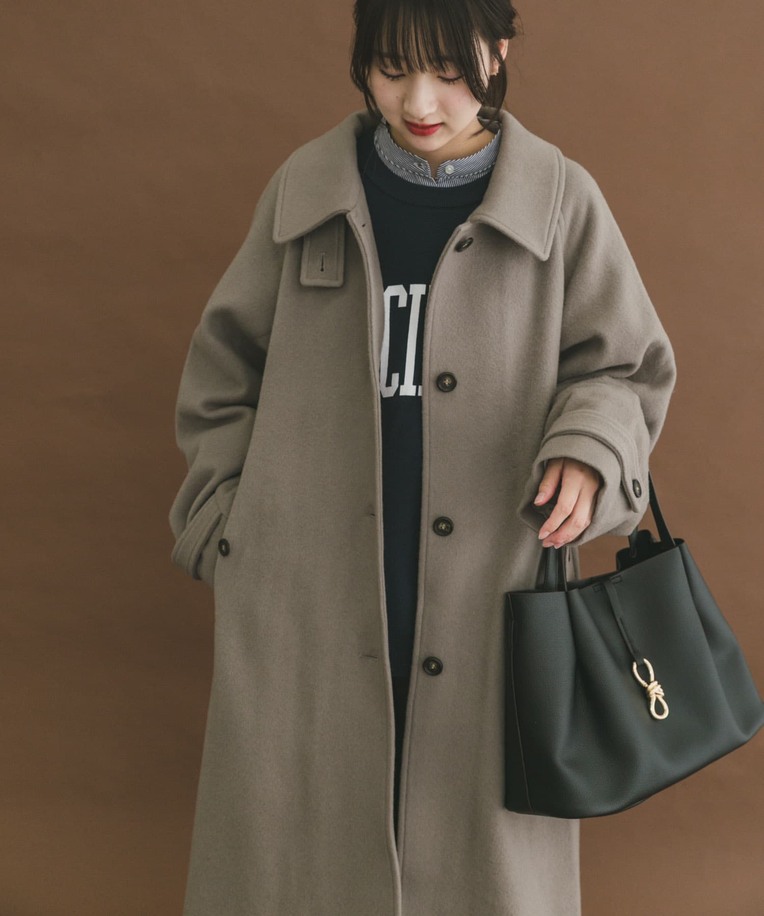 尾州ウールスタンドカラーコート