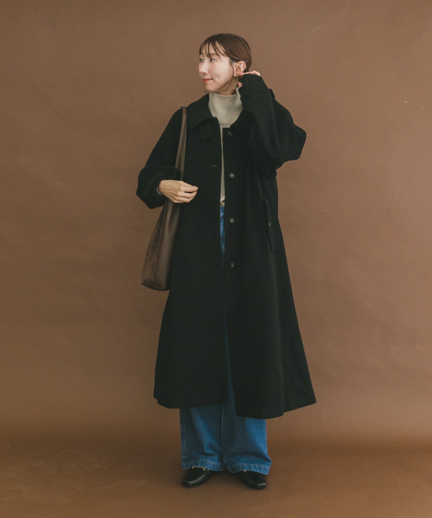 尾州ウールスタンドカラーコート