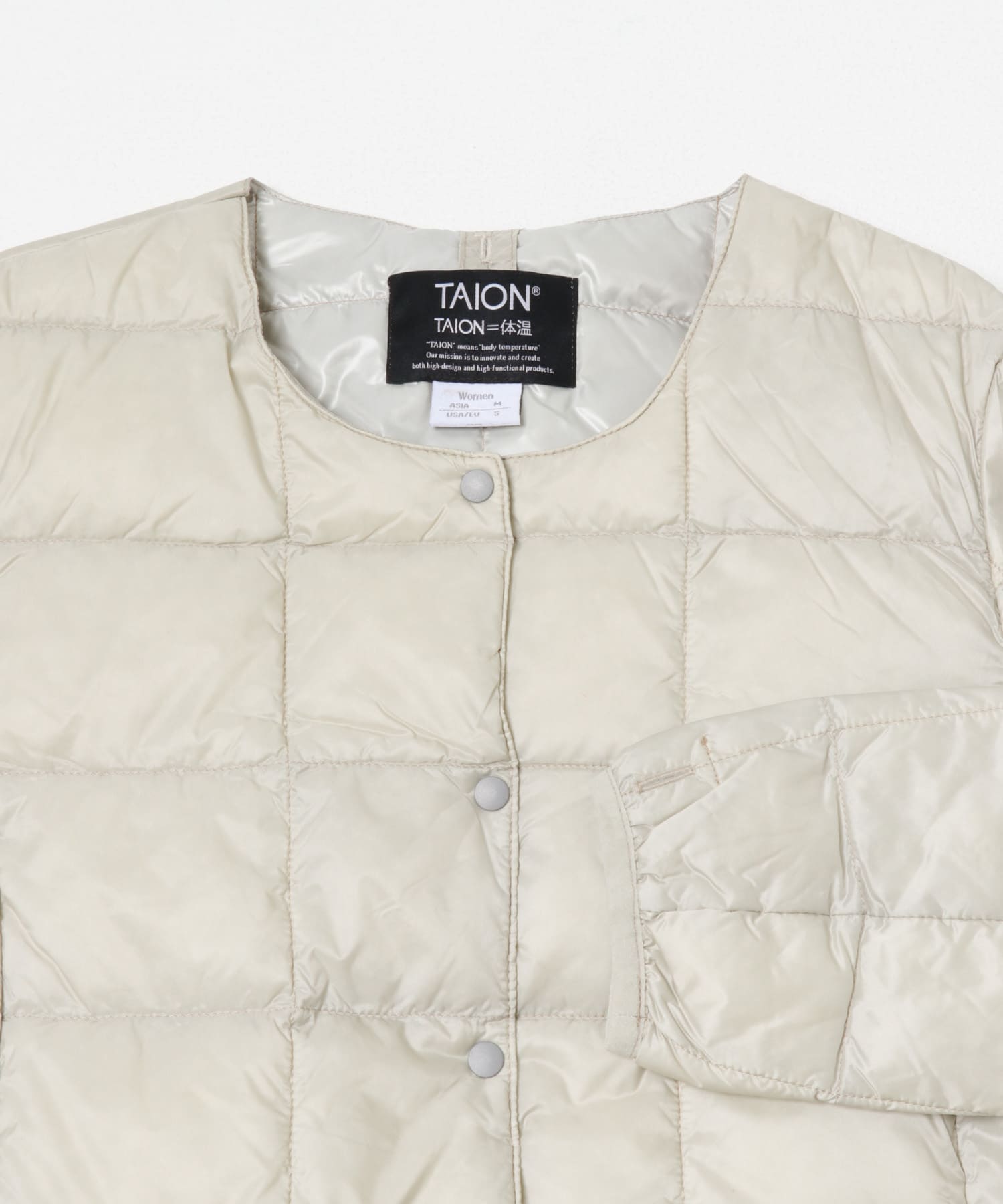 TAION　CREW NECK BUTTON DOWN JACKET I.GRY M