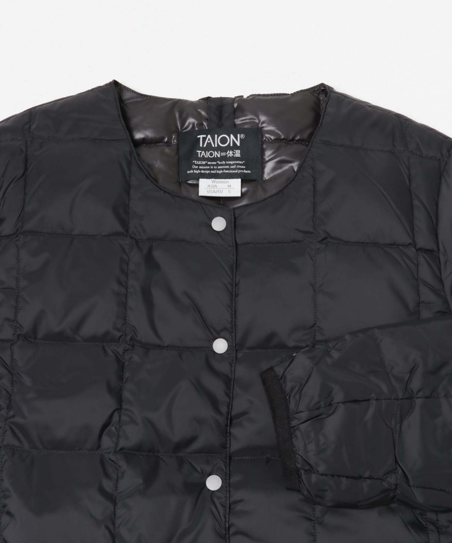 TAION　CREW NECK BUTTON DOWN JACKET BLK M