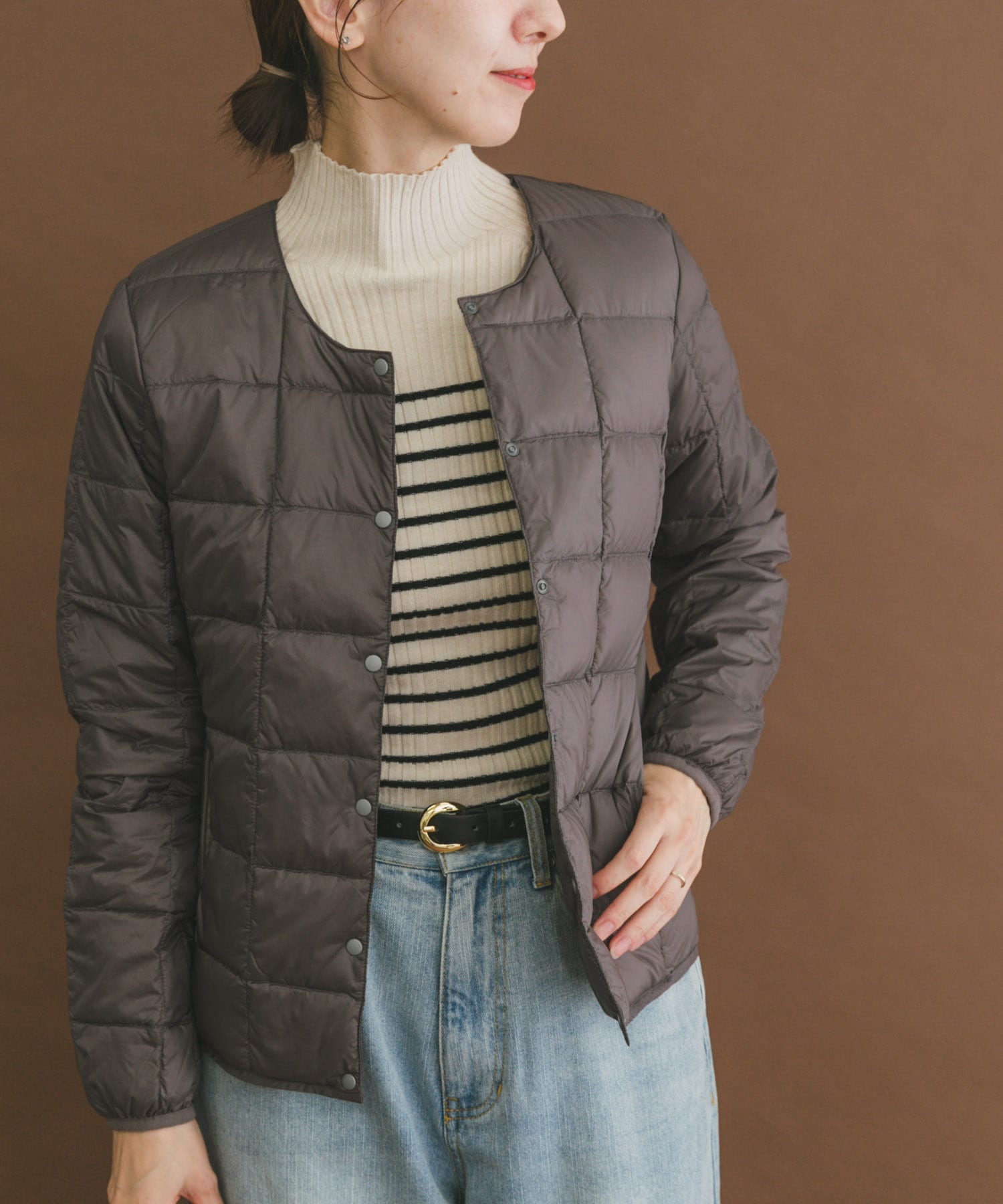 TAION　CREW NECK BUTTON DOWN JACKET