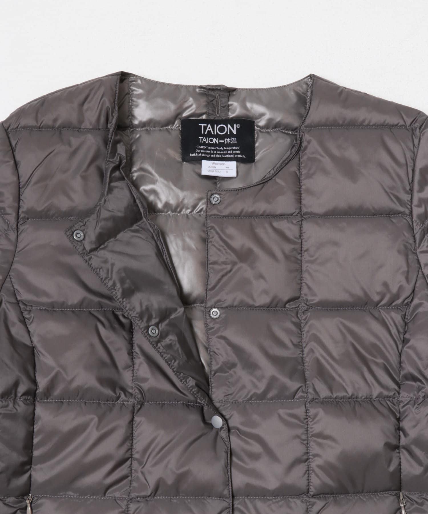 TAION　CREW NECK BUTTON DOWN JACKET GRY M