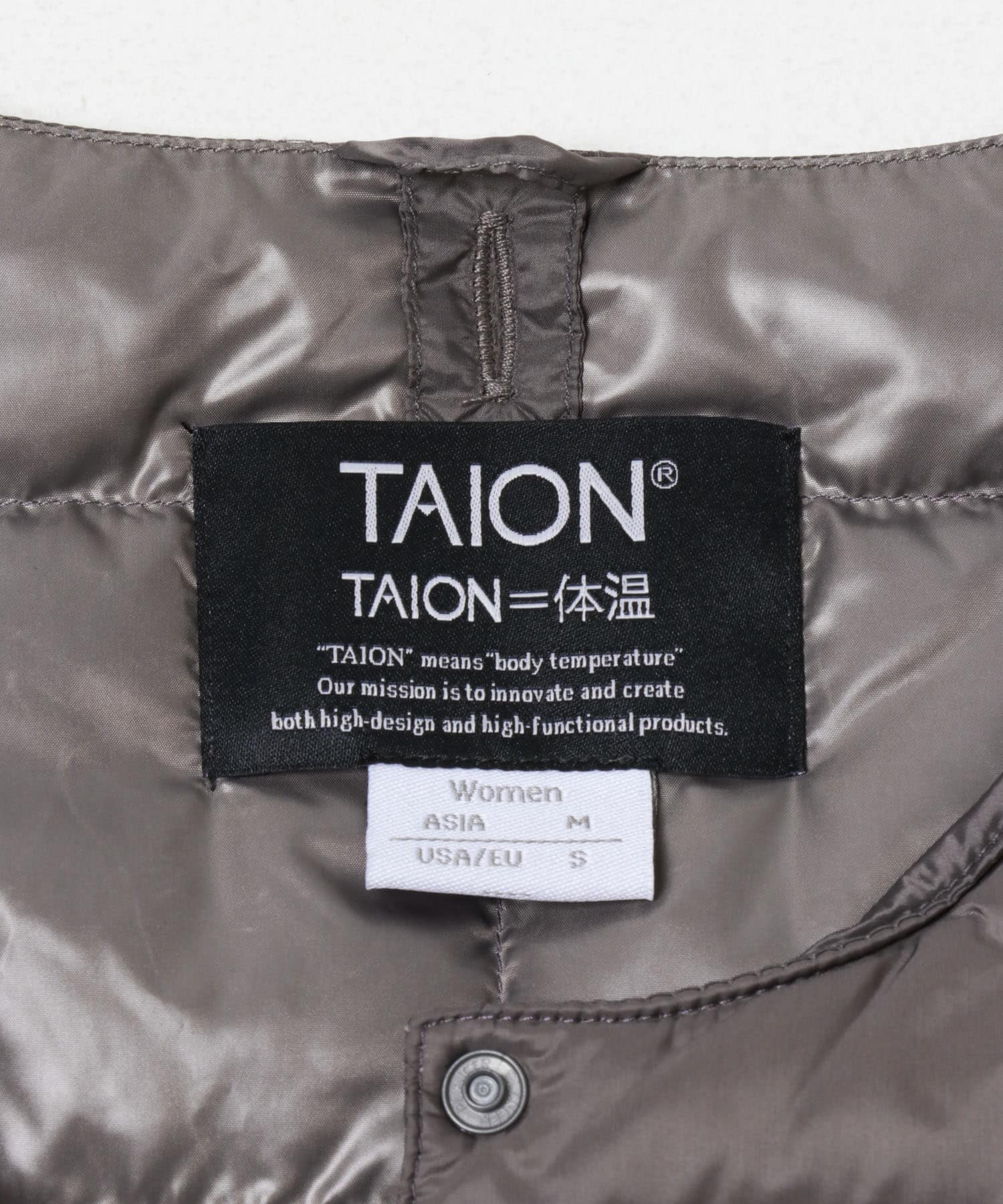 TAION　CREW NECK BUTTON DOWN JACKET GRY M