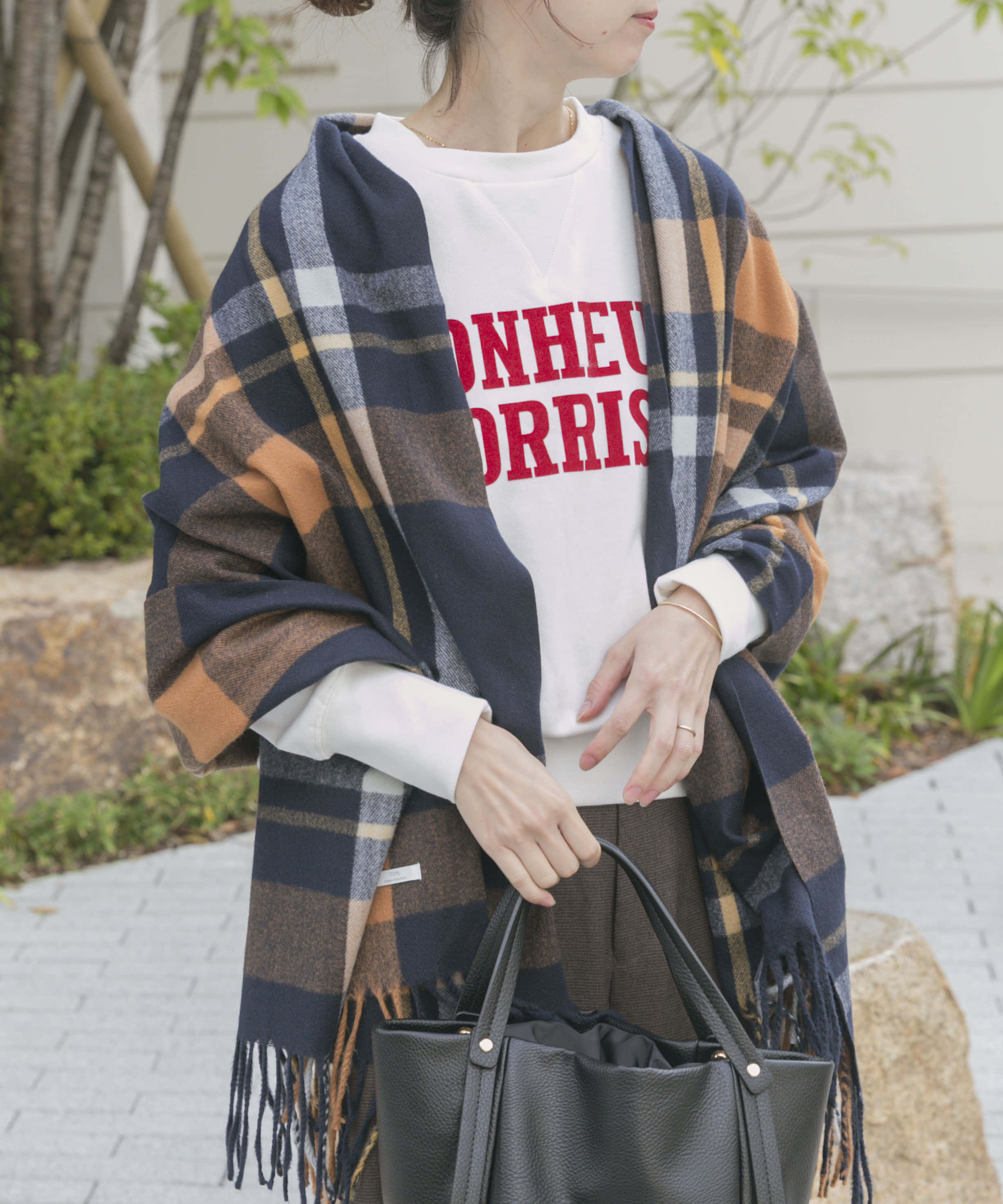 チェックストール NVY -