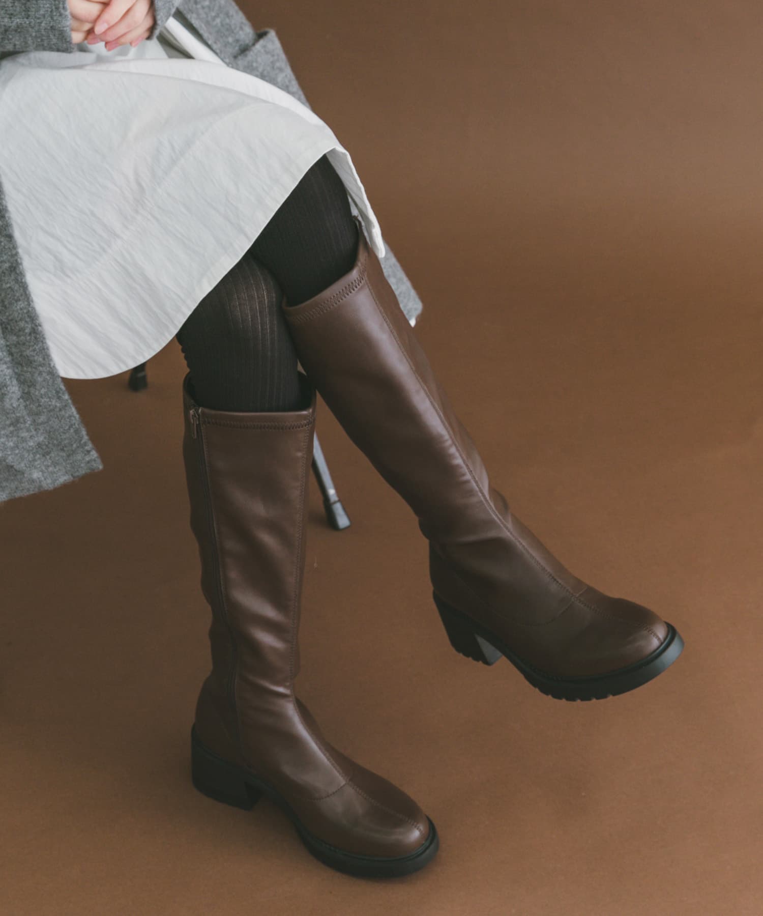 ストレッチロングブーツ BRN S