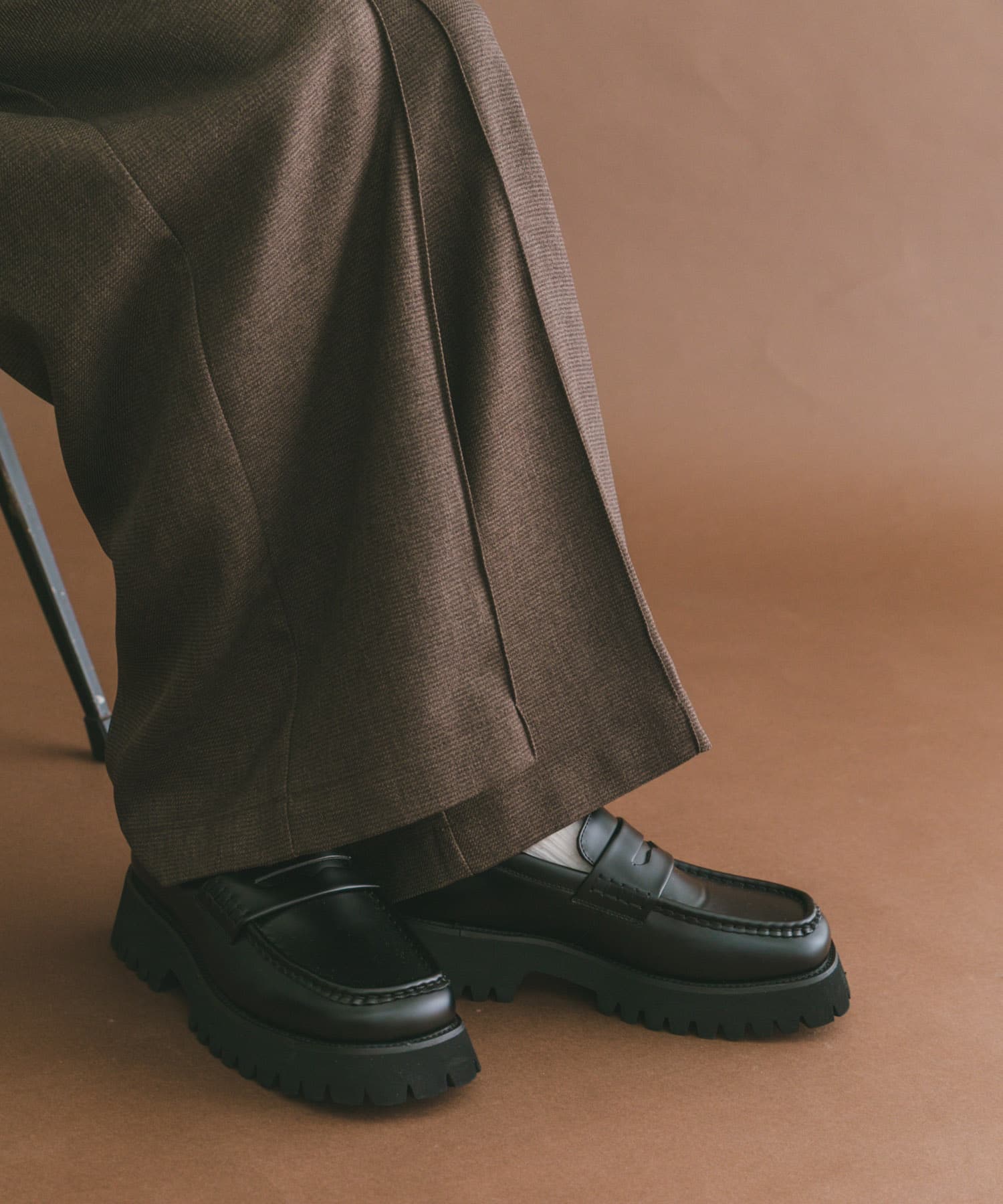 スクエアローファー BLK S