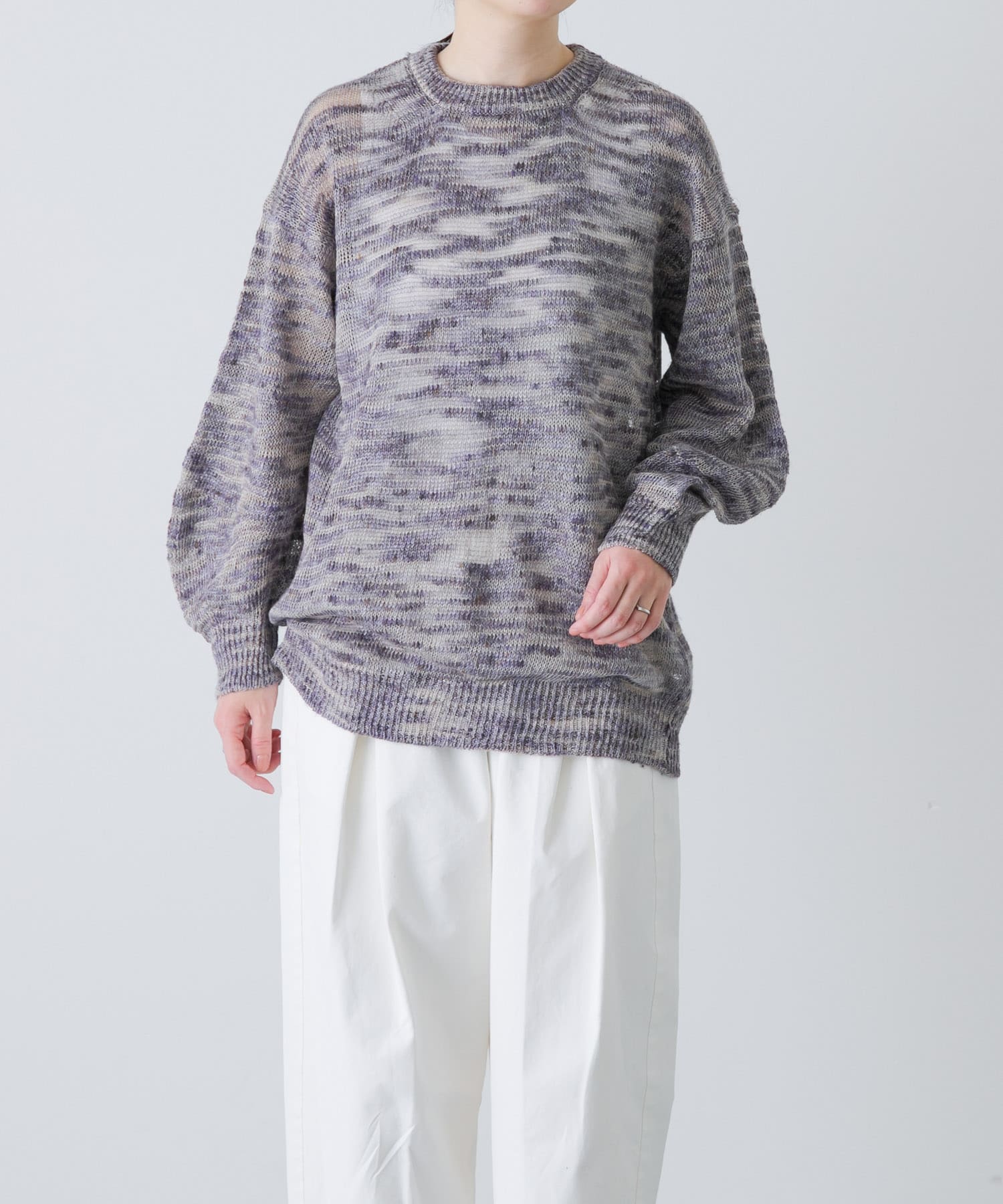 unfil　MELANGE SLUB YARN PULLOVER