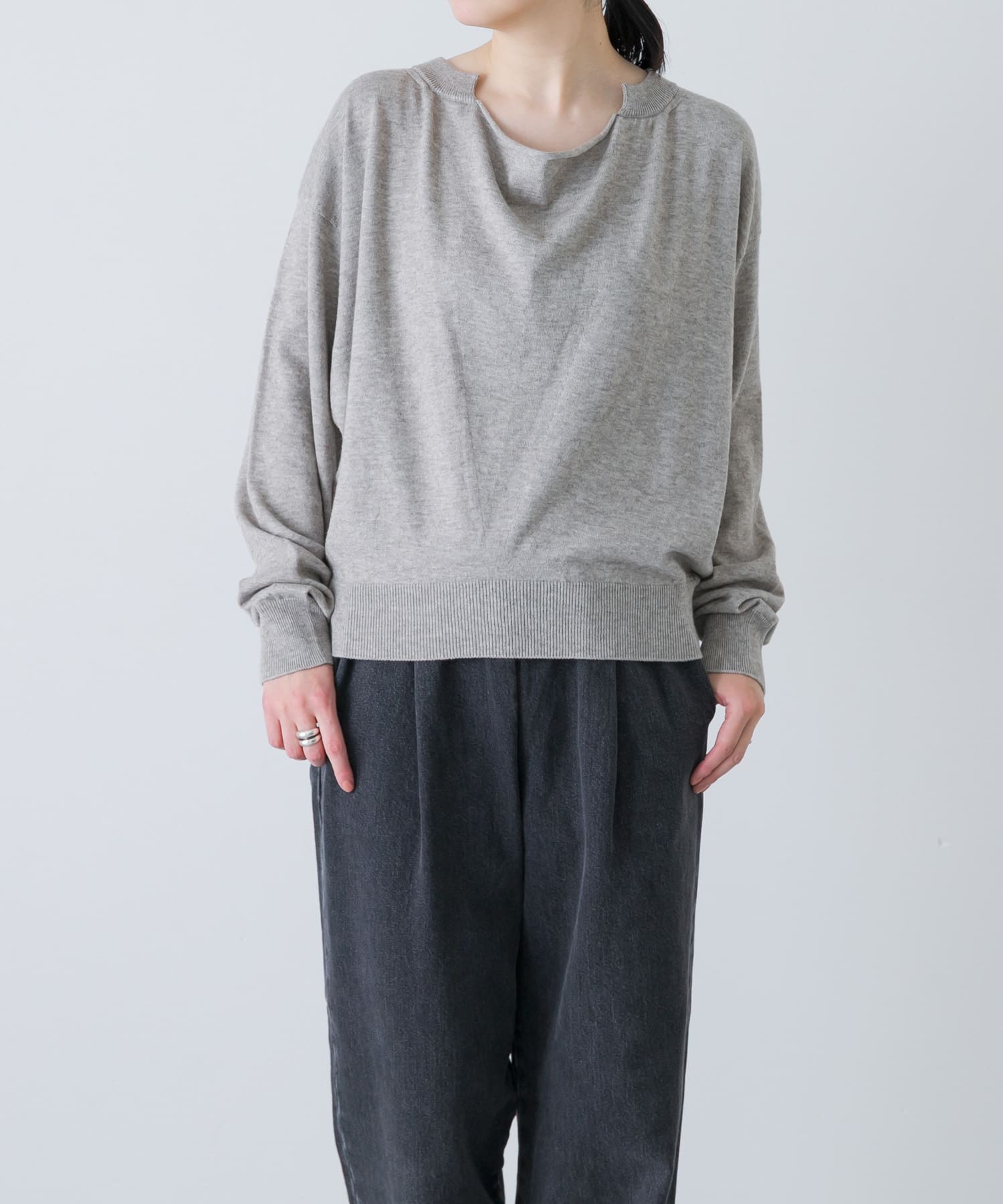 アーバンリサーチ　ヤク　ニット unfil SOFT YAK COTTON KNIT PULLOVER(1 BEIGE): トップス｜URBAN