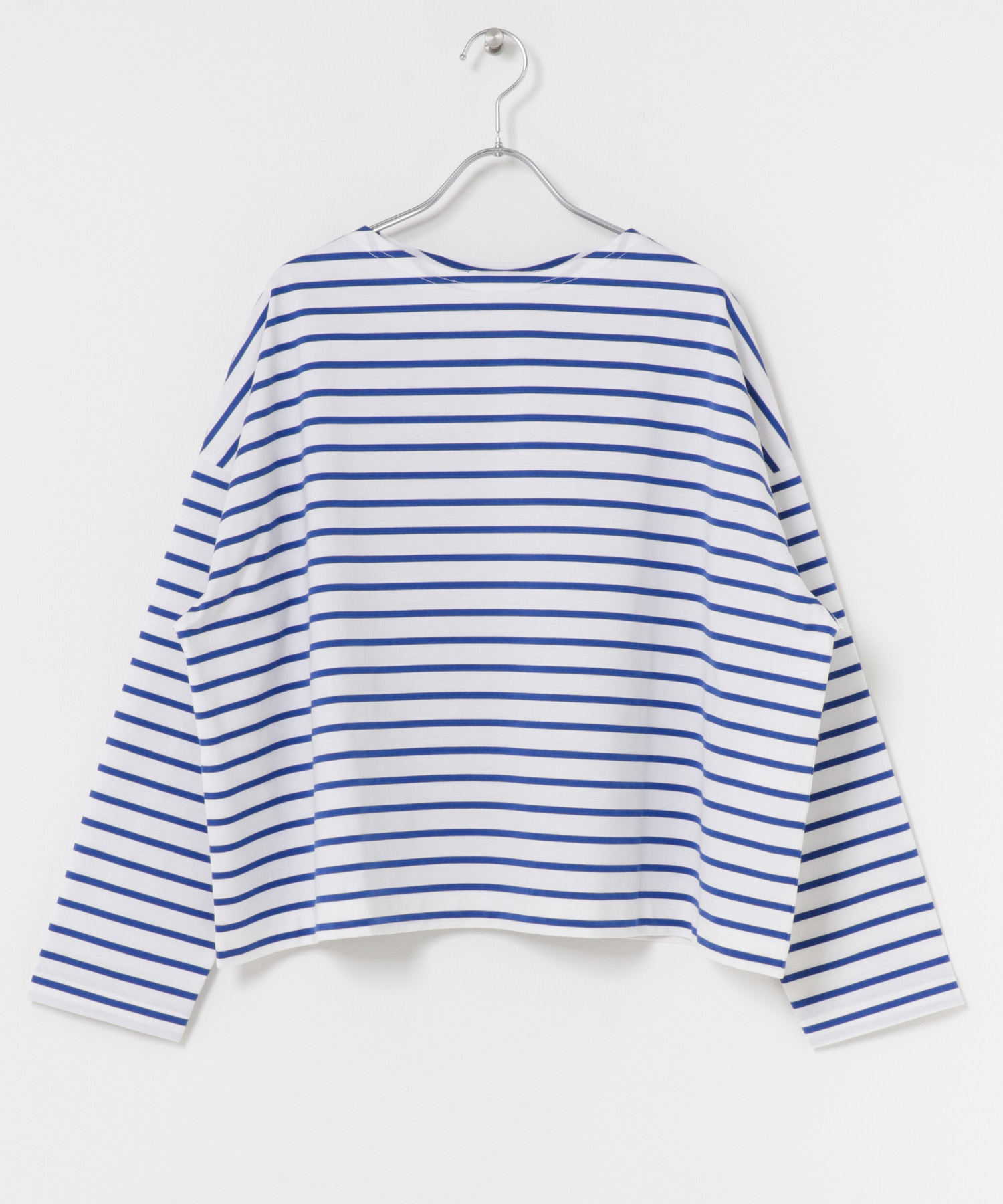 クロップドボーダーカットソー OFF×BLUE Free