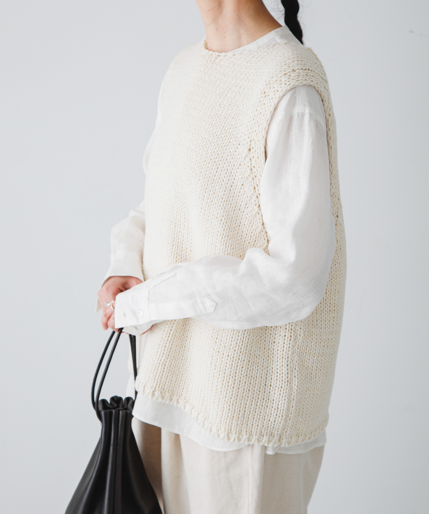 コットンローゲージニットベスト