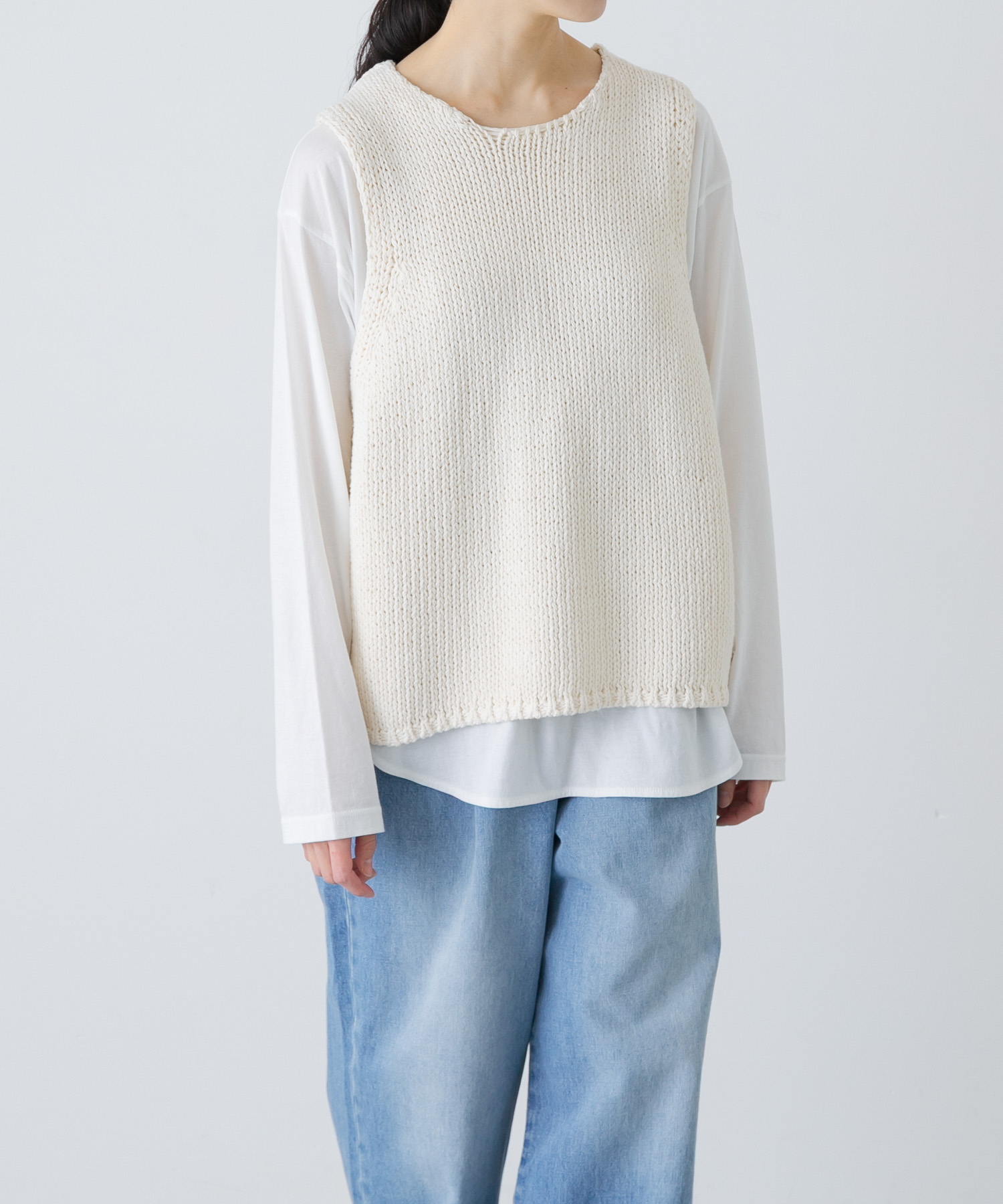 コットンローゲジニットベスト