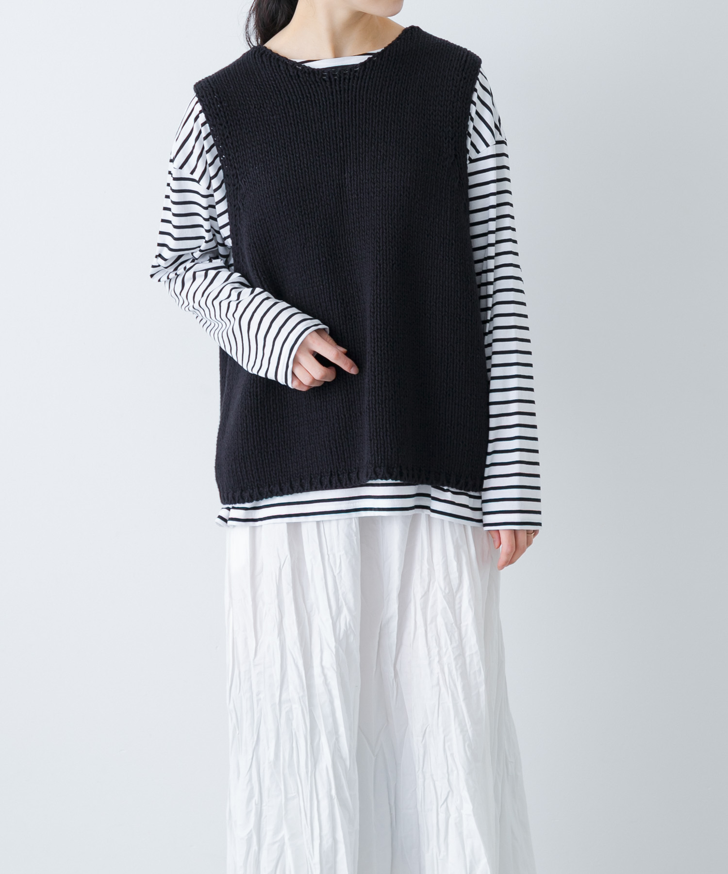 コットンローゲージニットベスト