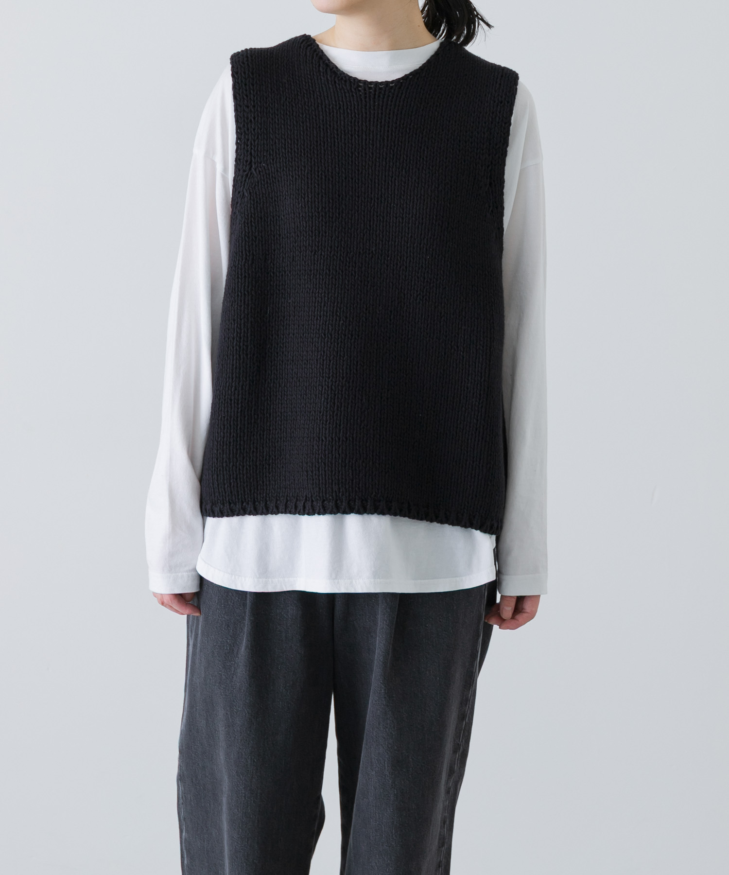 コットンローゲージニットベスト