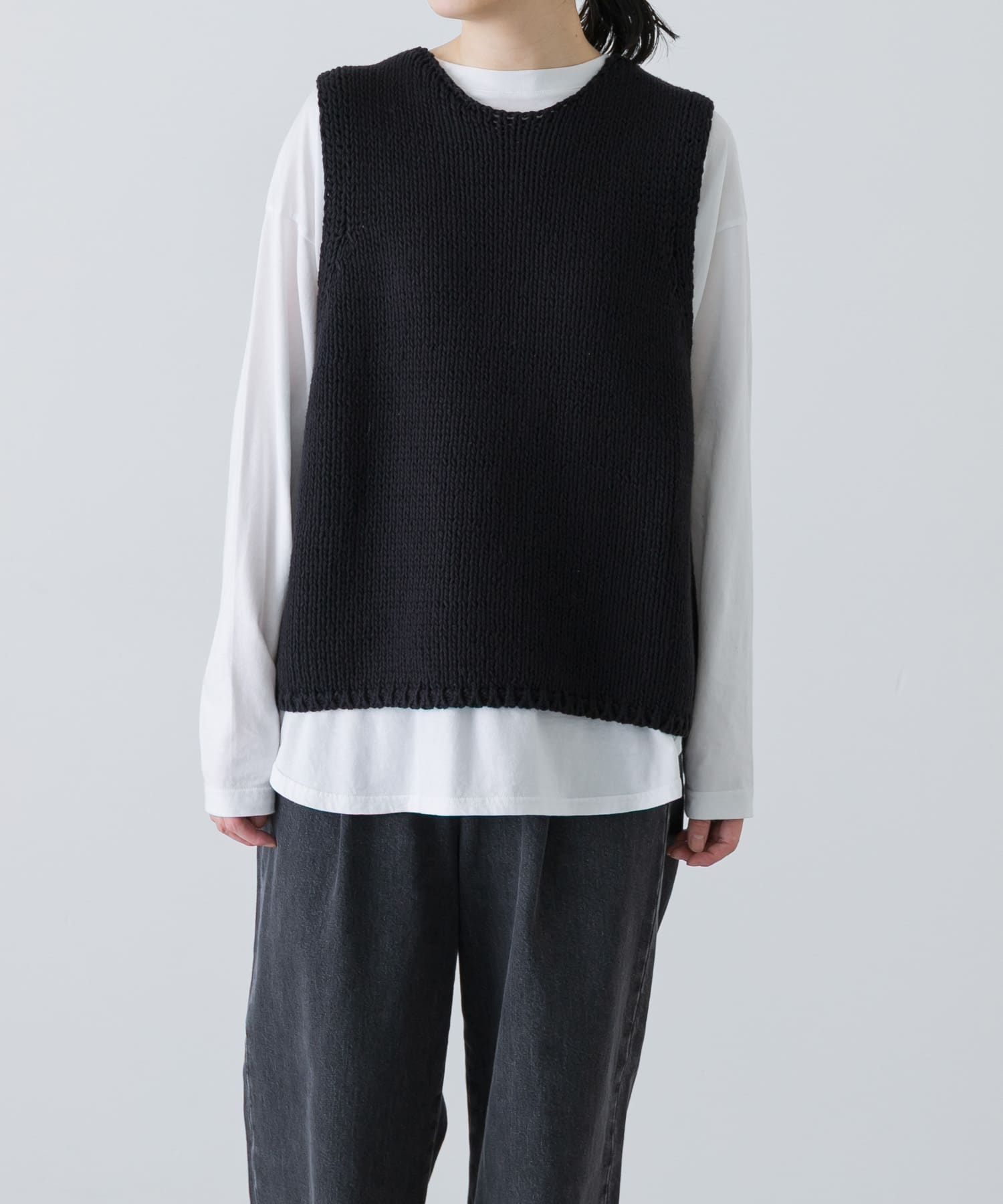 コットンローゲージニットベスト