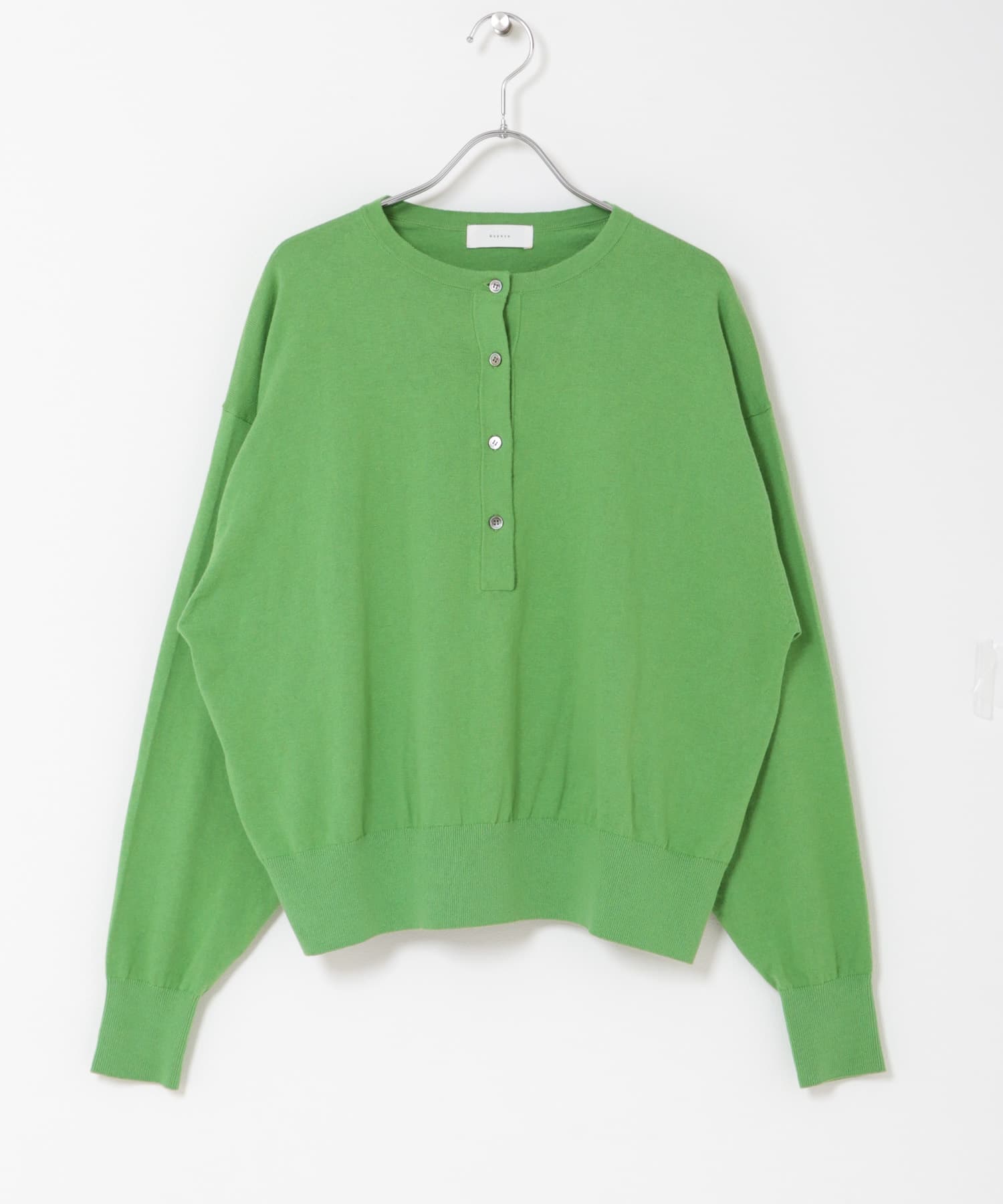 コットンカシミヤヘンリーネックニット GREEN Free
