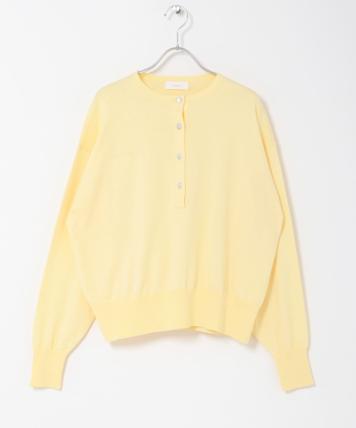 コットンカシミヤヘンリーネックニット YELLOW Free