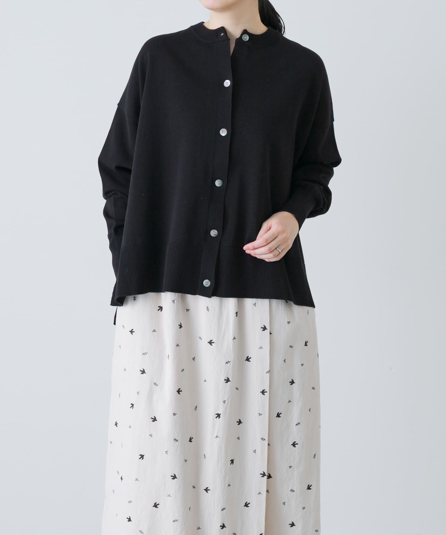 ハイツイストコットンワイドカーディガン