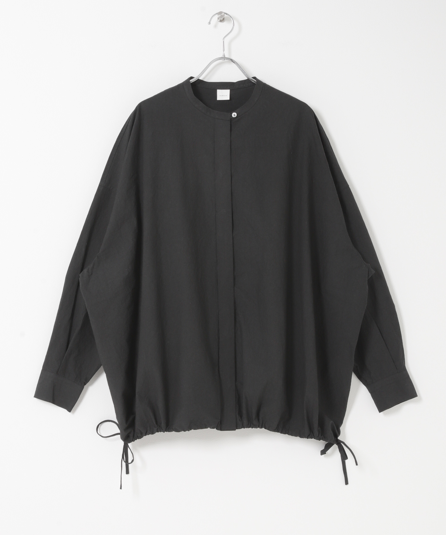 ノーカラークルーネックオーバーシャツ BLACK Free