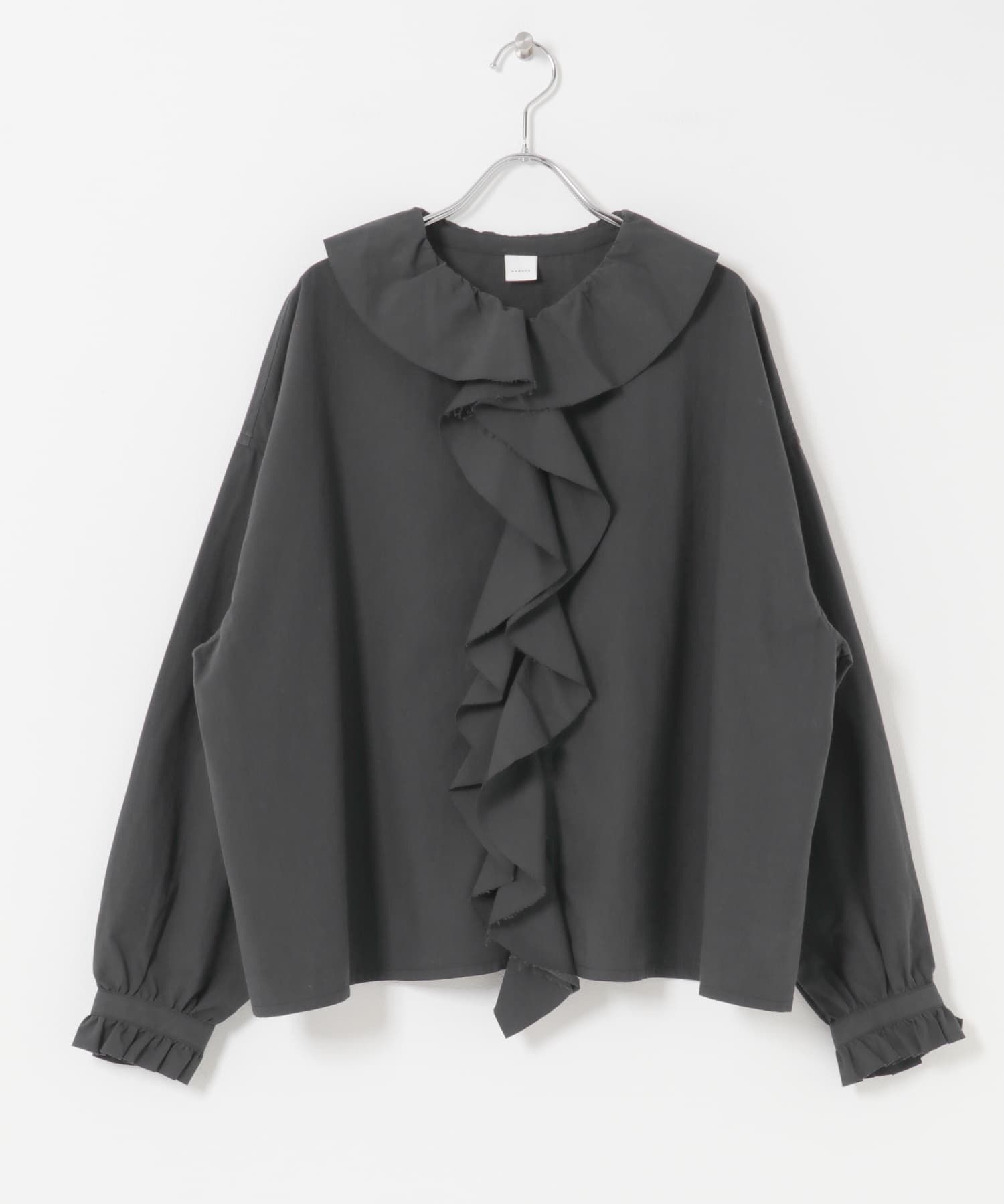 コットンフリルカラーシャツ CHARCOAL Free