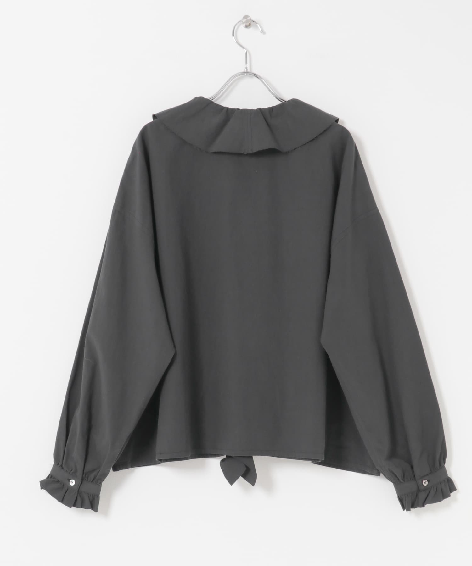 コットンフリルカラーシャツ CHARCOAL Free