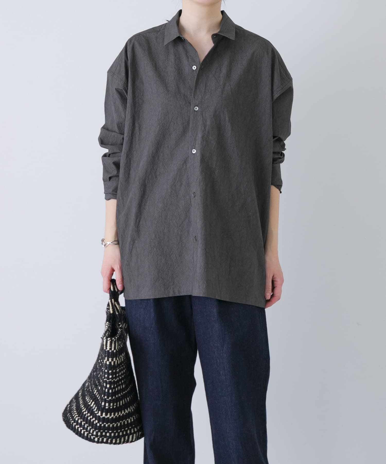 『ユニセックス』コットンレギュラーカラーボックスシャツ