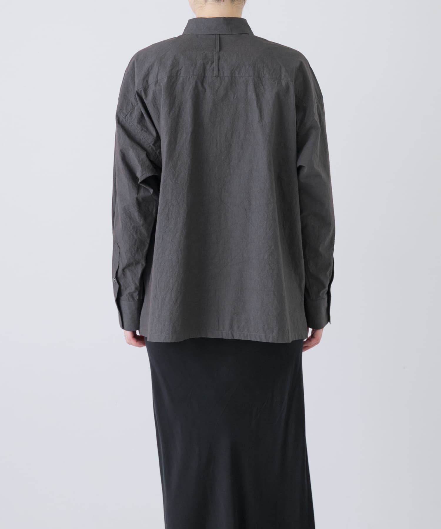 『ユニセックス』コットンレギュラーカラーボックスシャツ CHARCOAL 1