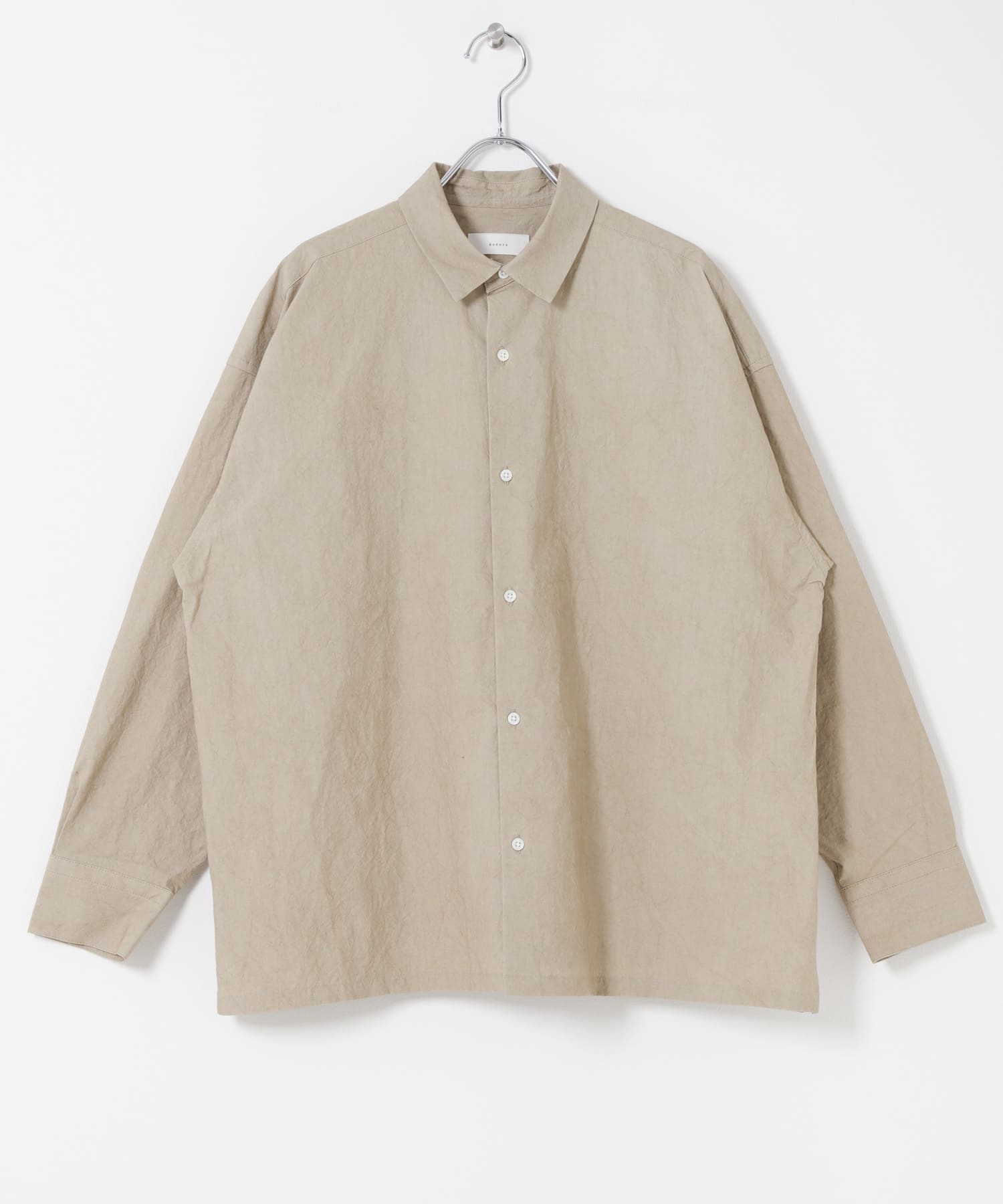 『ユニセックス』コットンレギュラーカラーボックスシャツ BEIGE 1