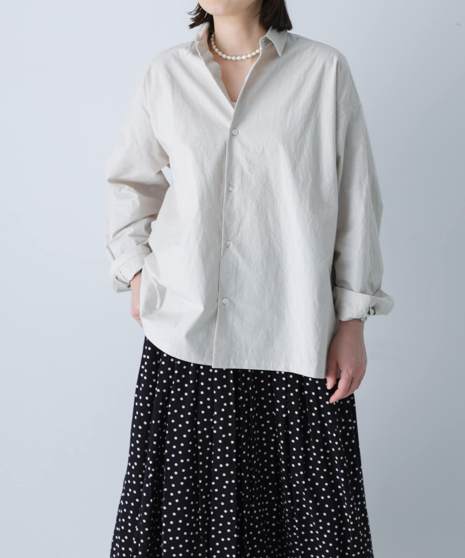 『ユニセックス』コットンレギュラーカラーボックスシャツ