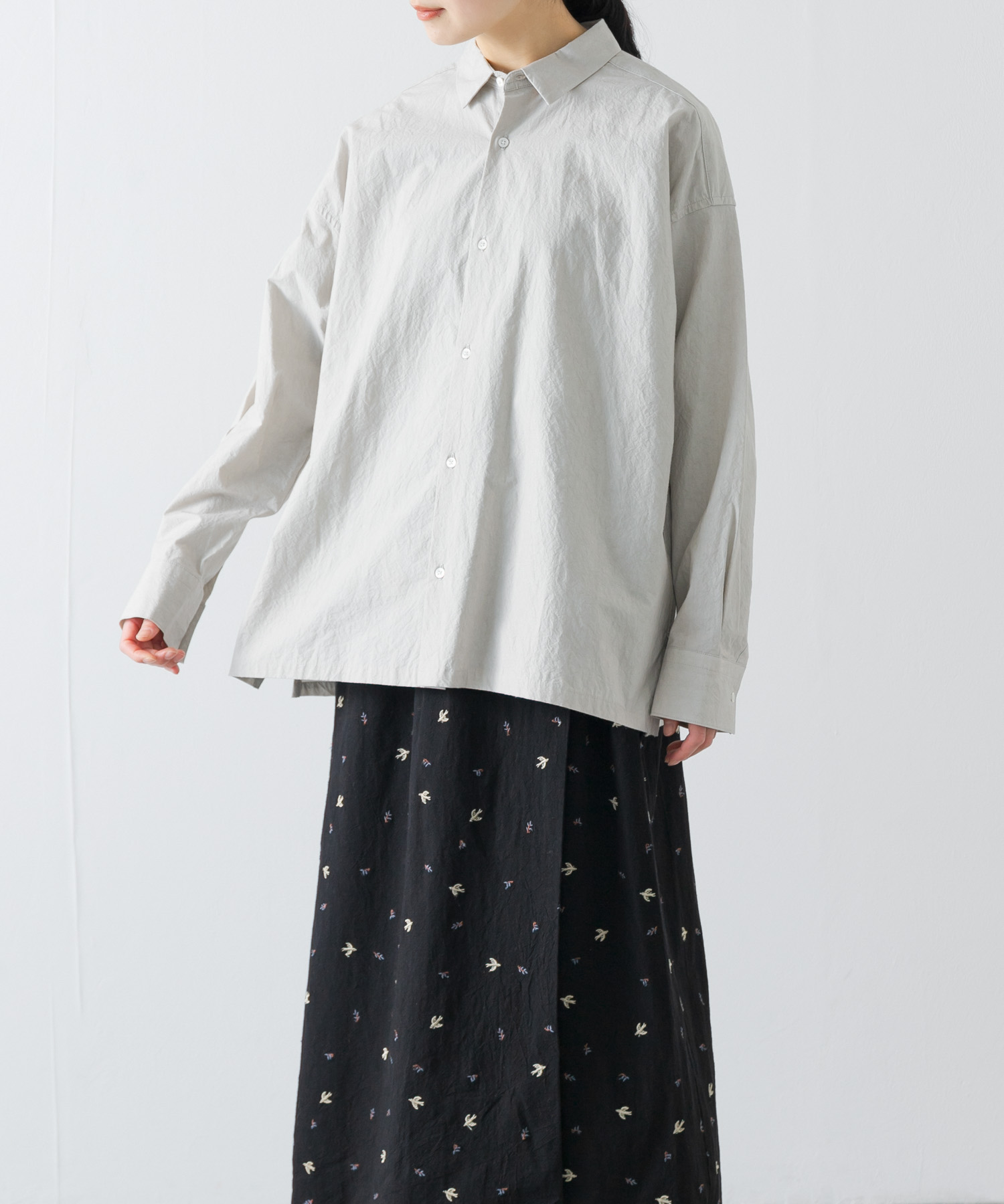 『ユニセックス』コットンレギュラーカラーボックスシャツ