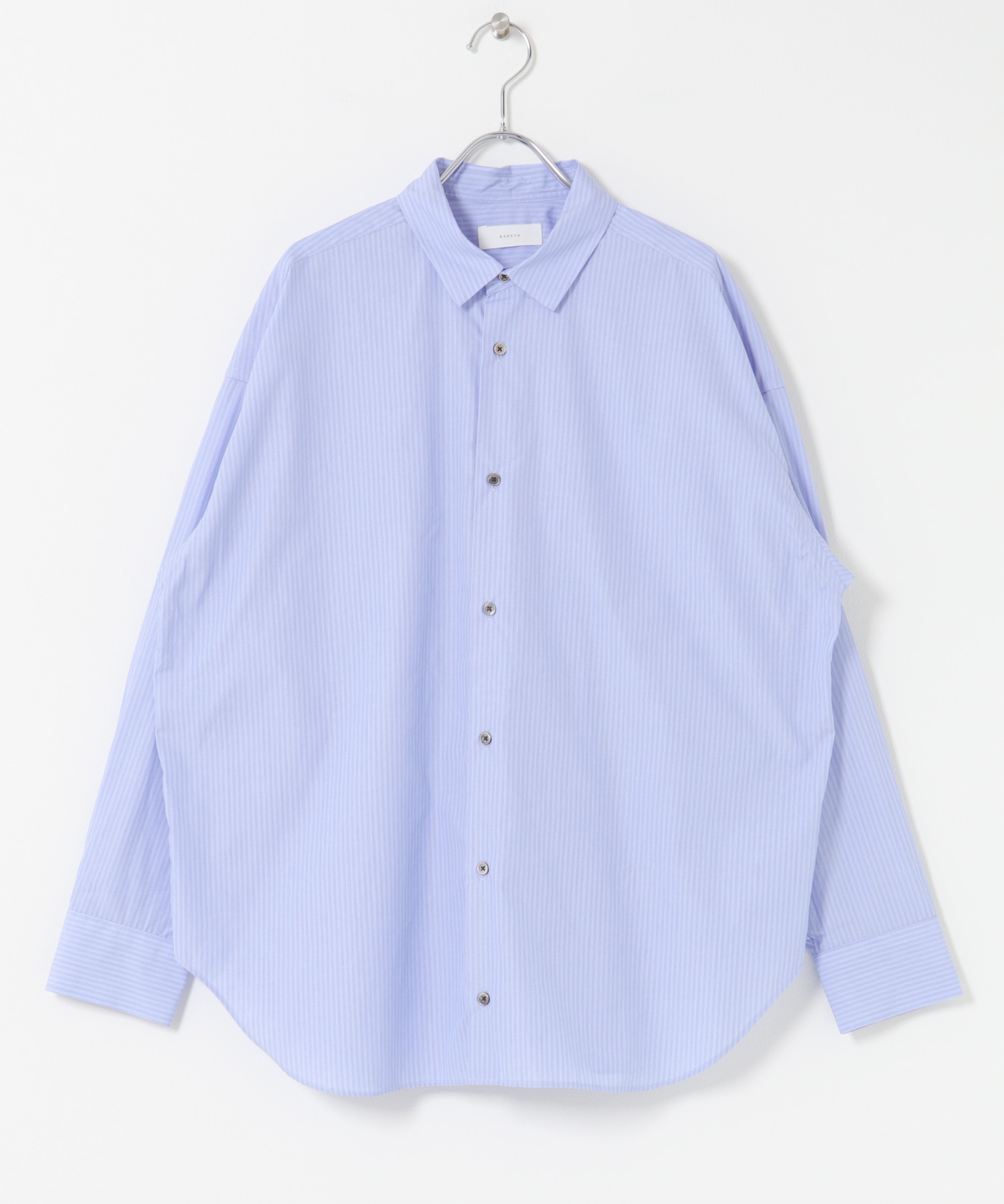 コットンストライプレギュラーシャツ BLUE Free