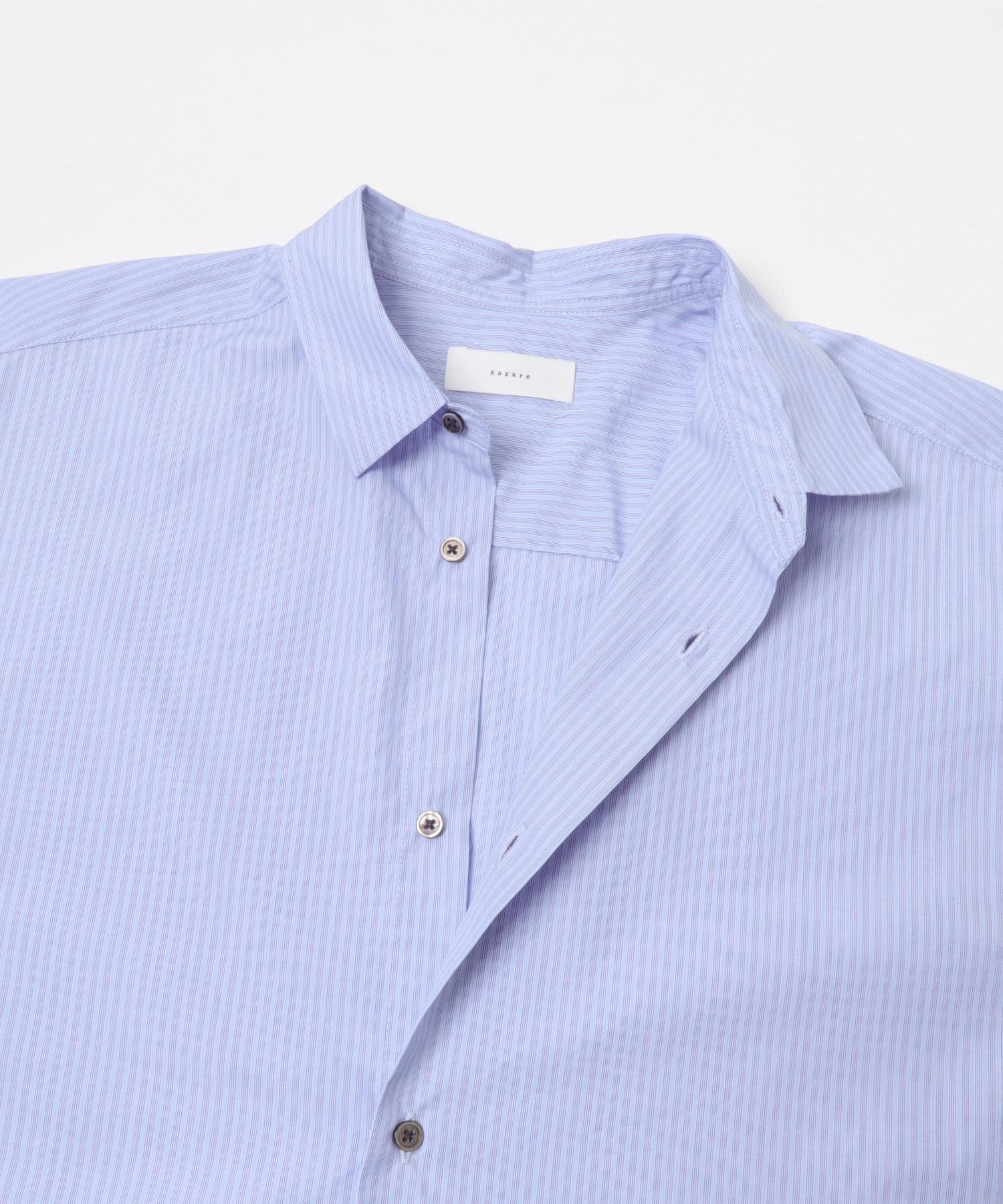 コットンストライプレギュラーシャツ BLUE Free