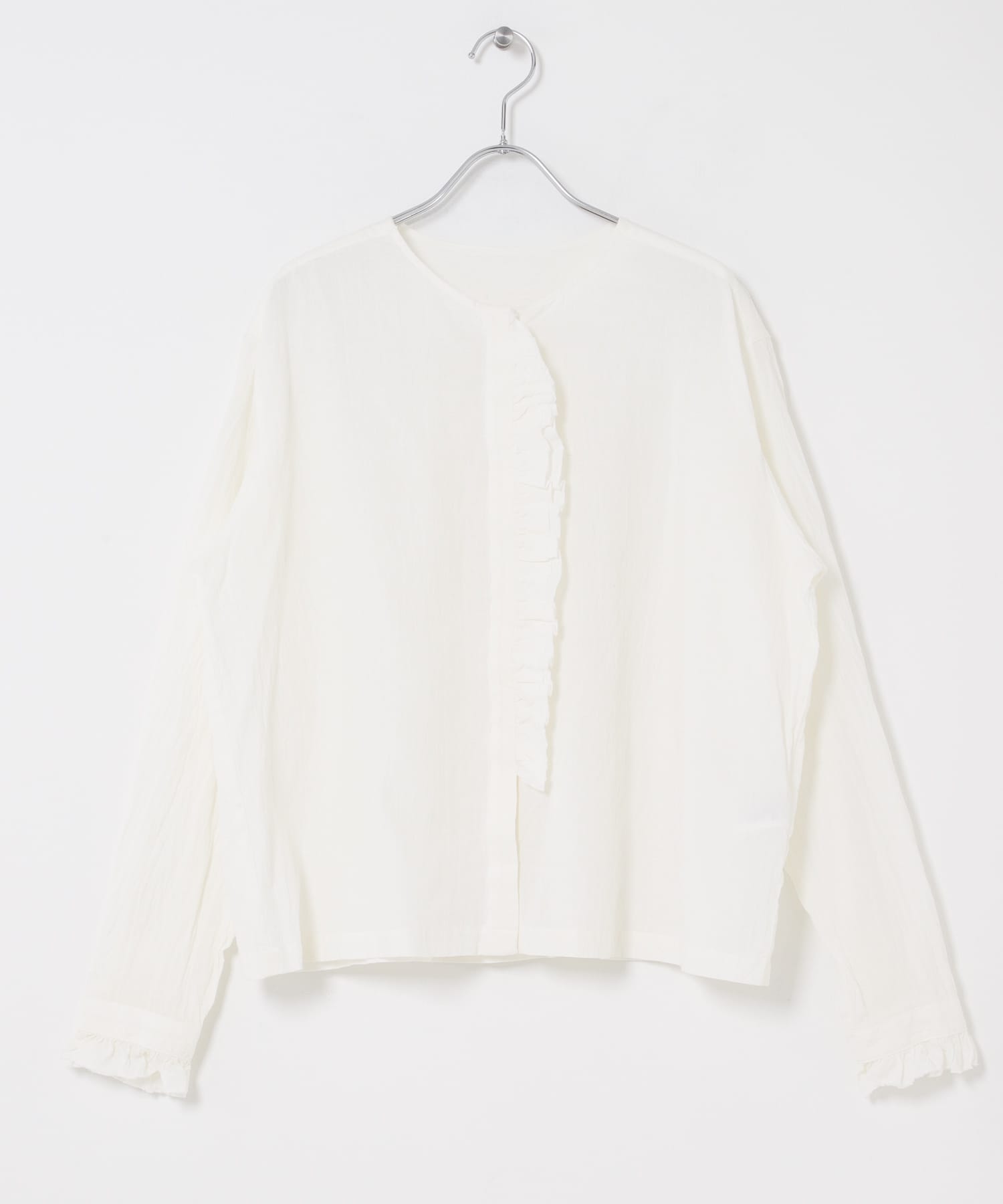 コットンリネンフリルブラウス OFF Free