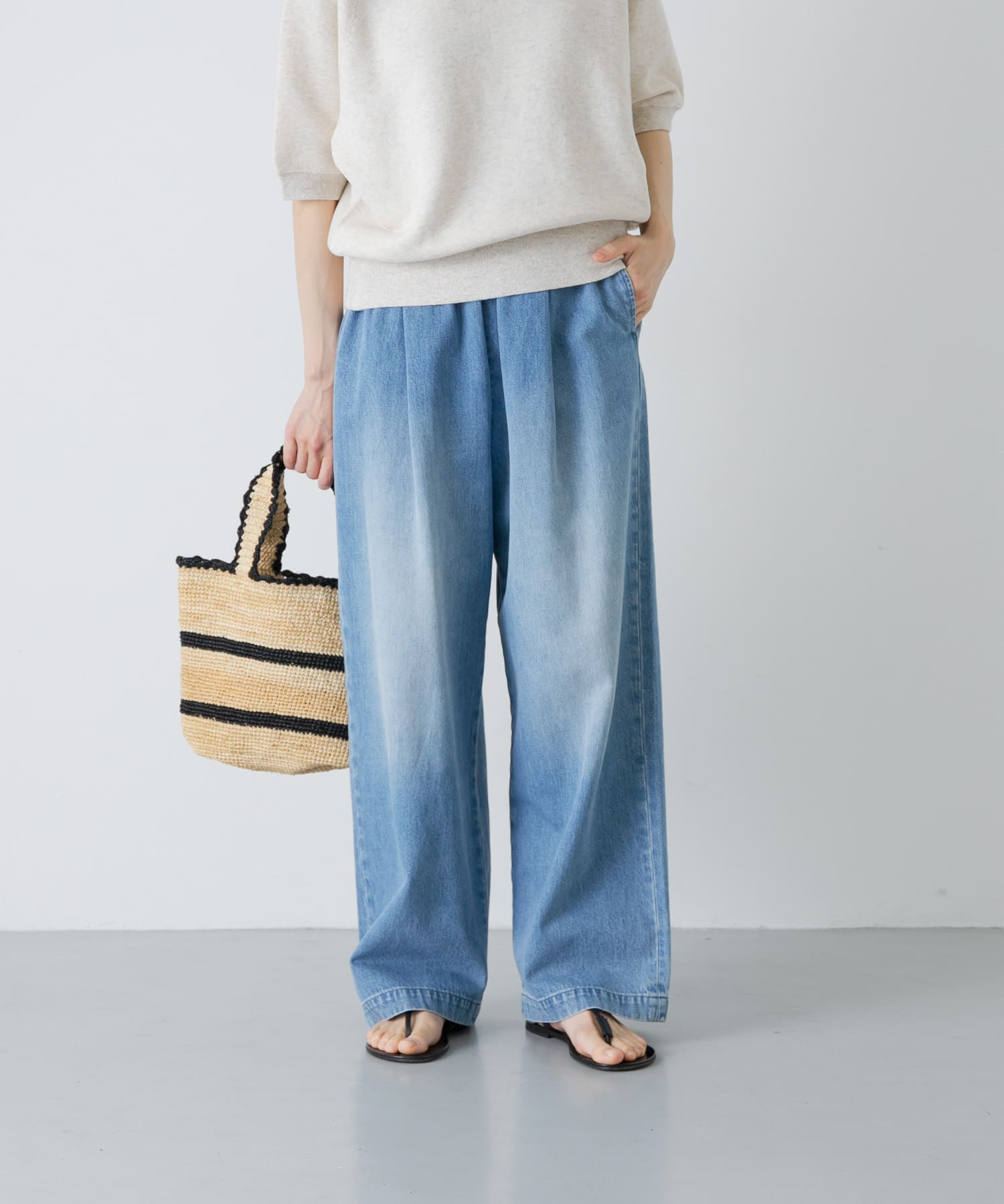 フェードデニムイージーパンツ