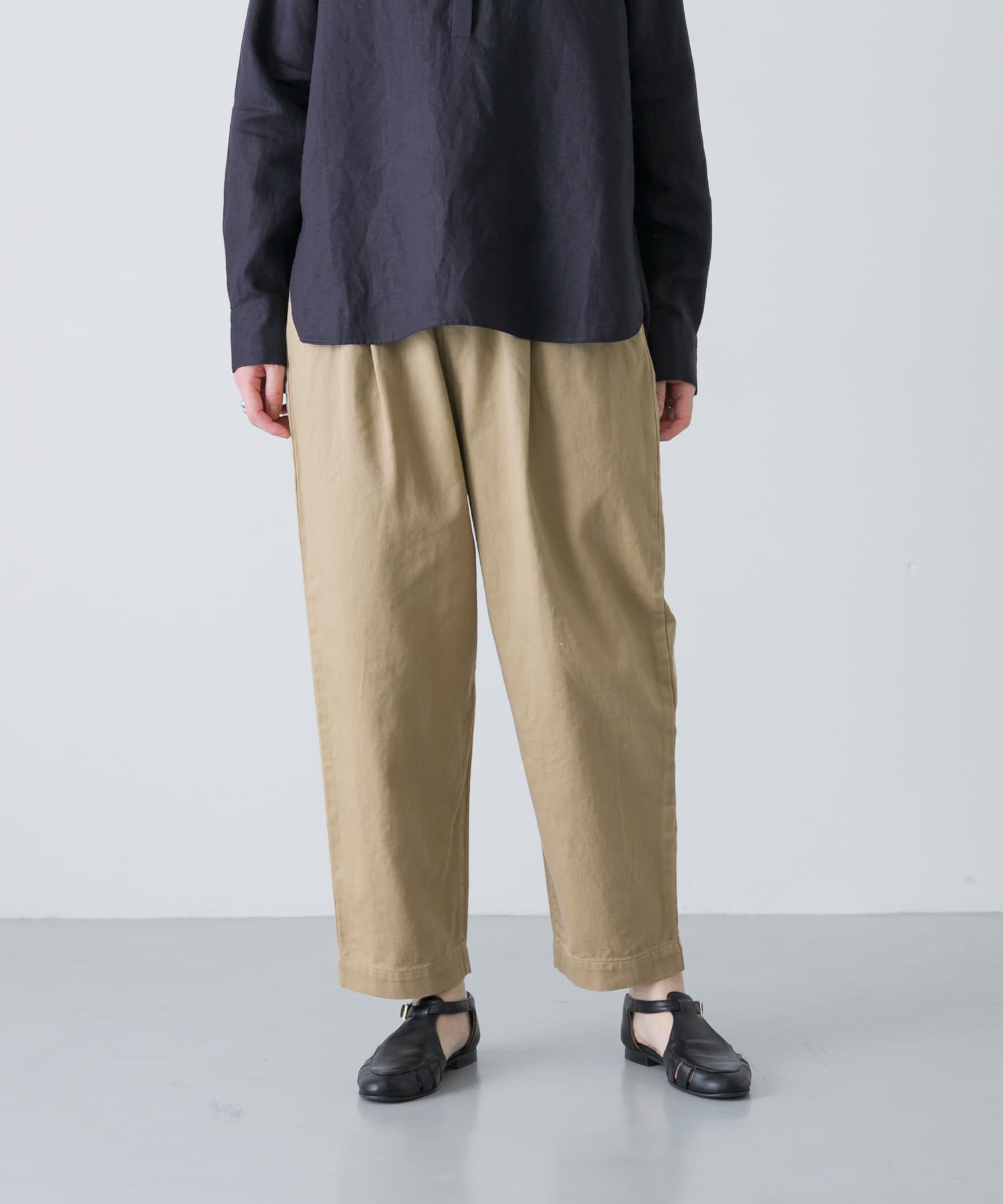 ドリルルーズサルエルパンツ BEIGE 0