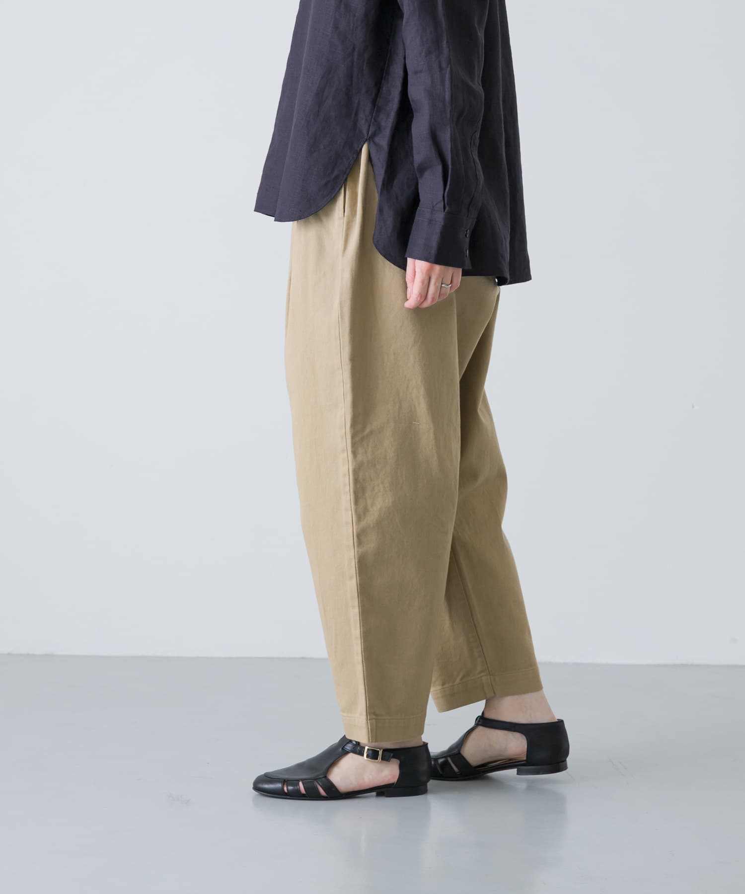 ドリルルーズサルエルパンツ BEIGE 0