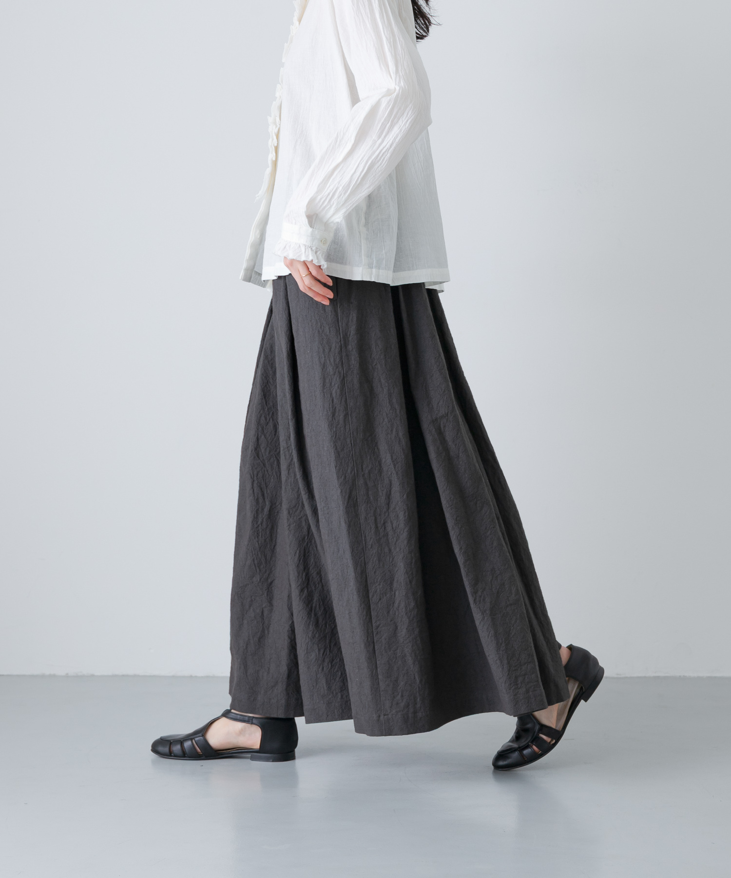 リネンコットンタックスカート