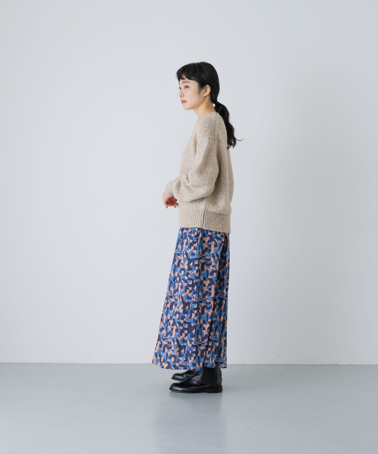 リバティプリントスカート SLOGAN Free