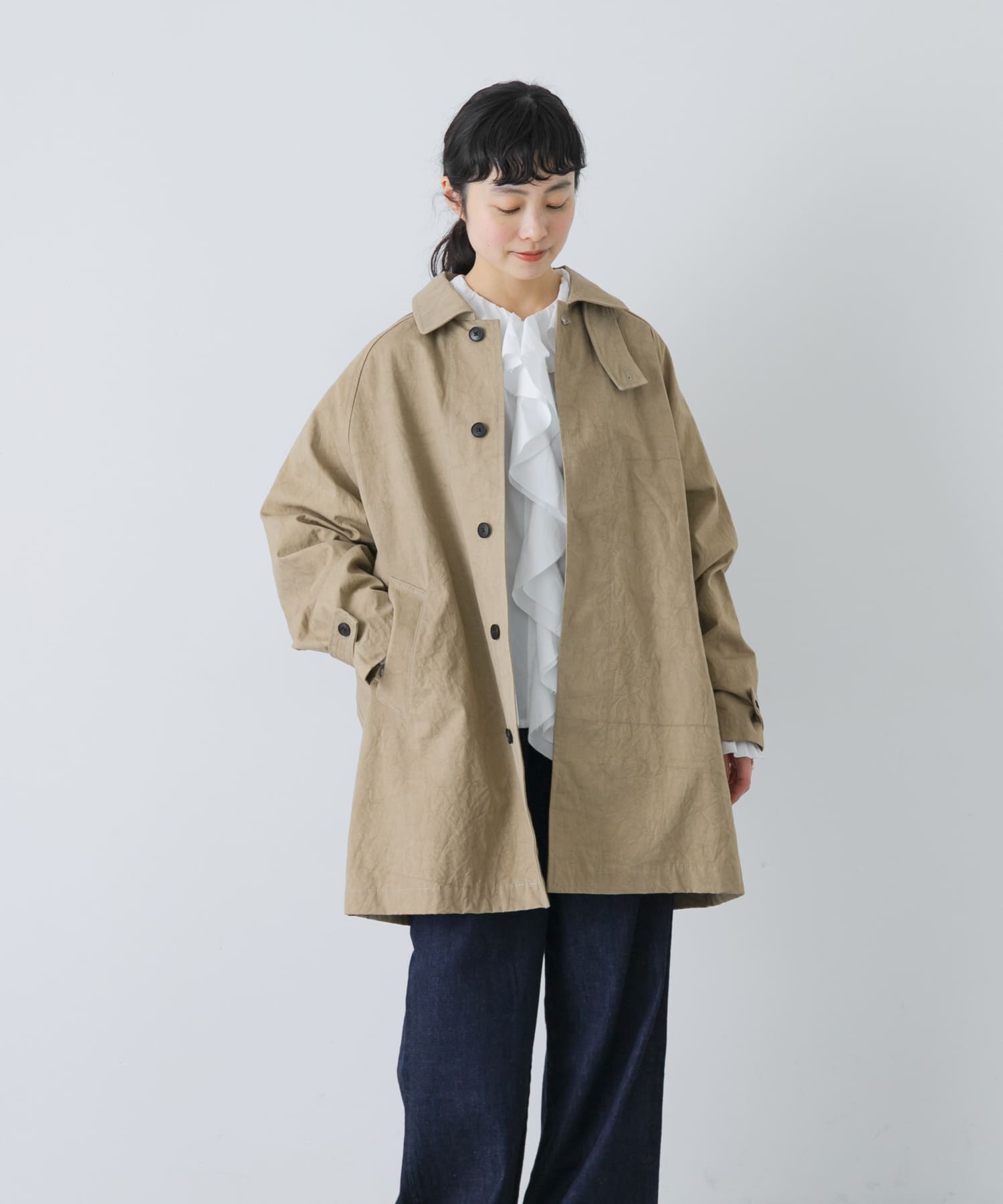 コットンバックタックショートコート