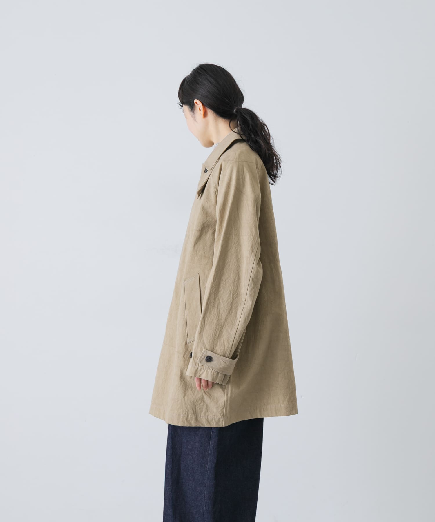 コットンバックタックショートコート BEIGE Free