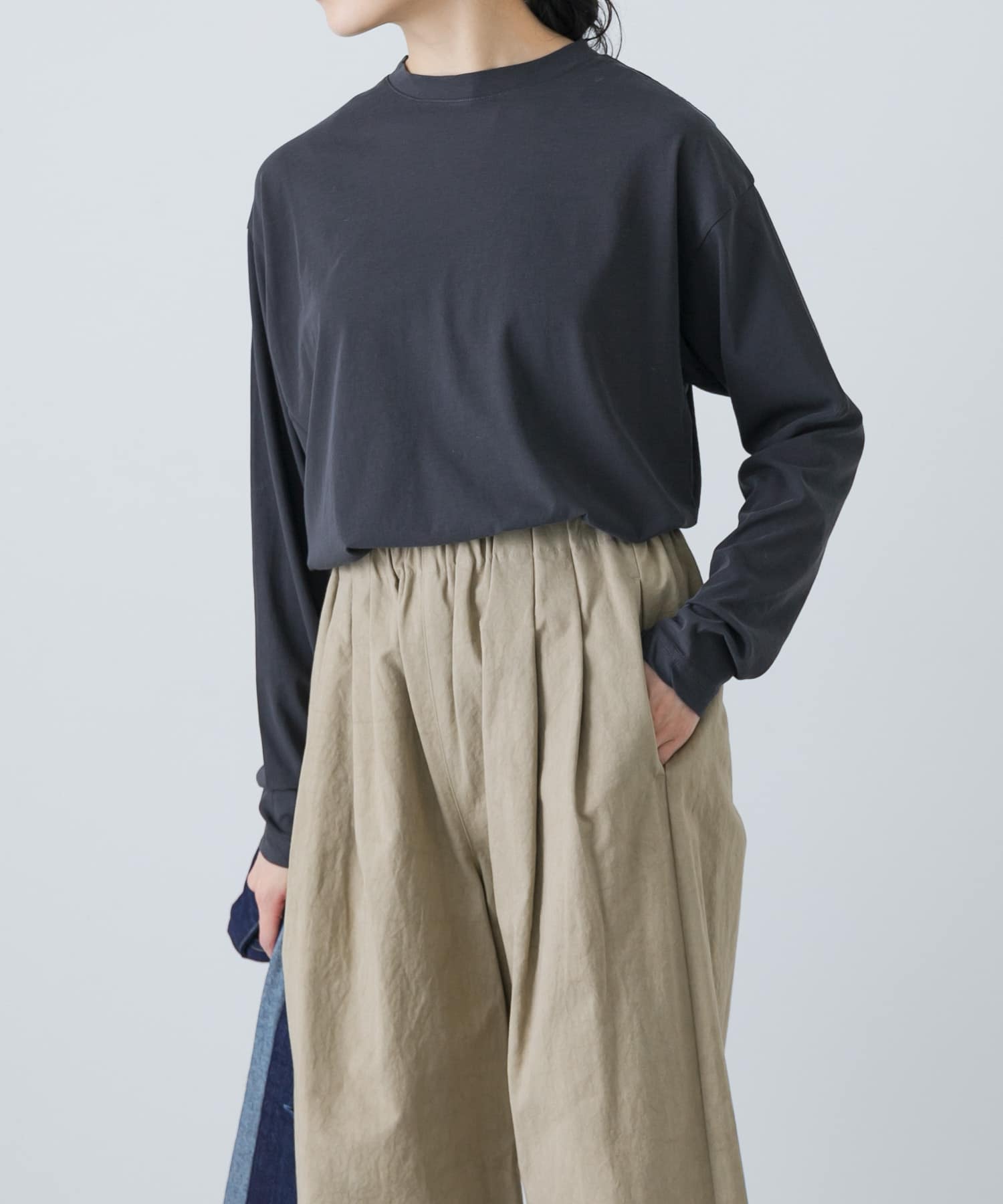 ハイツイストコットン長袖Tシャツ