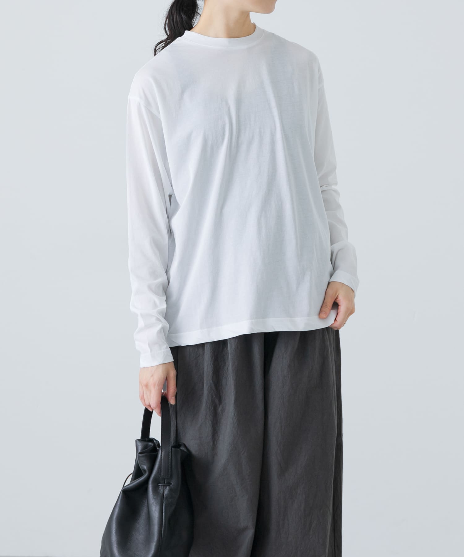 ハイツイストコットン長袖Tシャツ