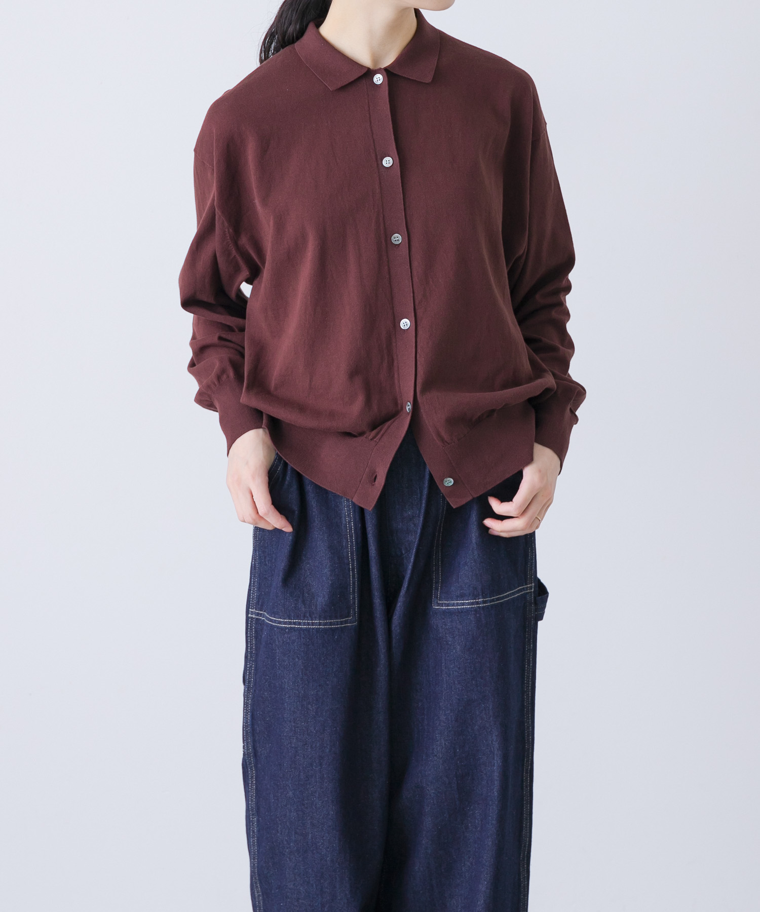 コットンポロニットカーディガン