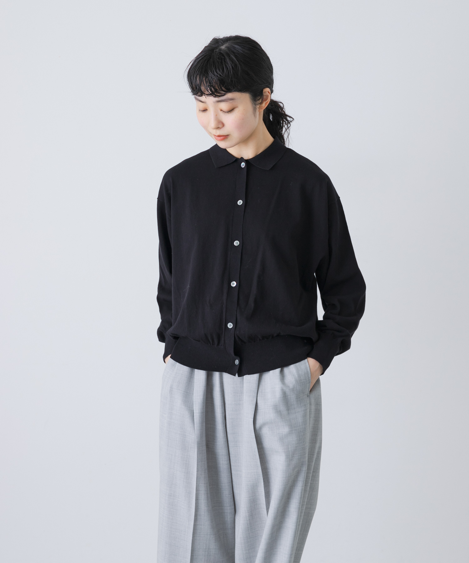 コットンポロニットカーディガン