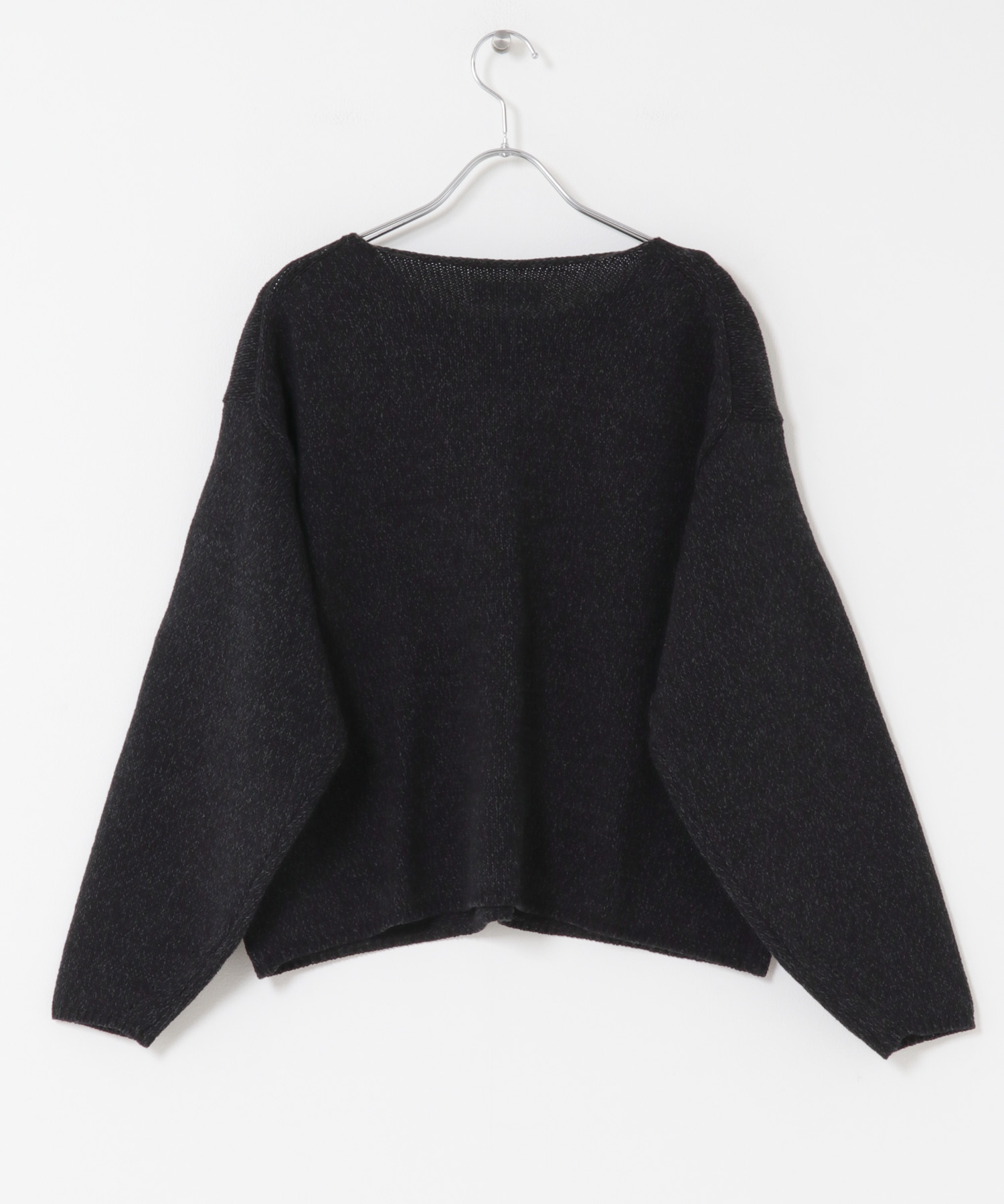 テープヤーンボートネックニット BLACK Free