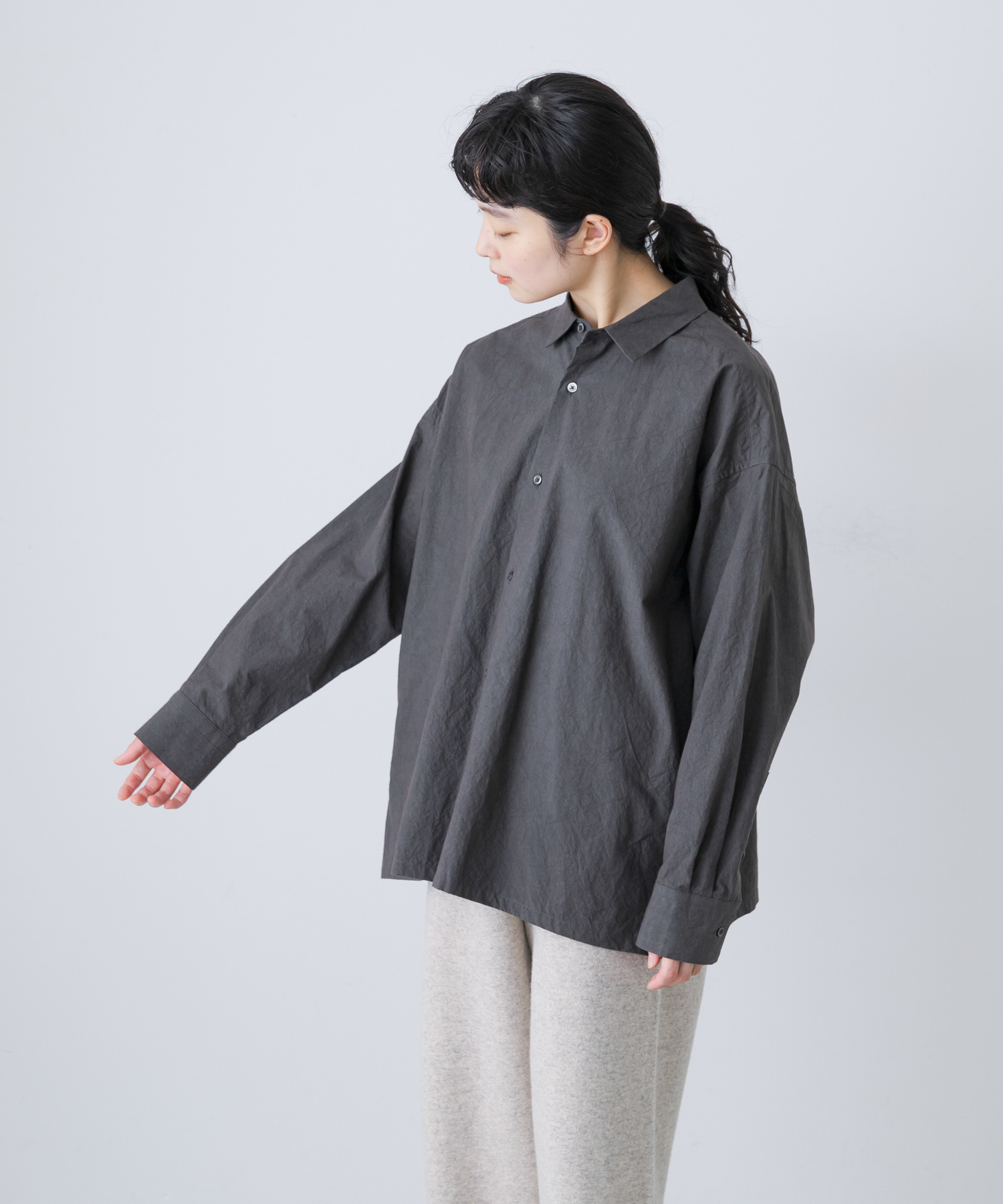 『ユニセックス』コットンレギュラーカラーボックスシャツ