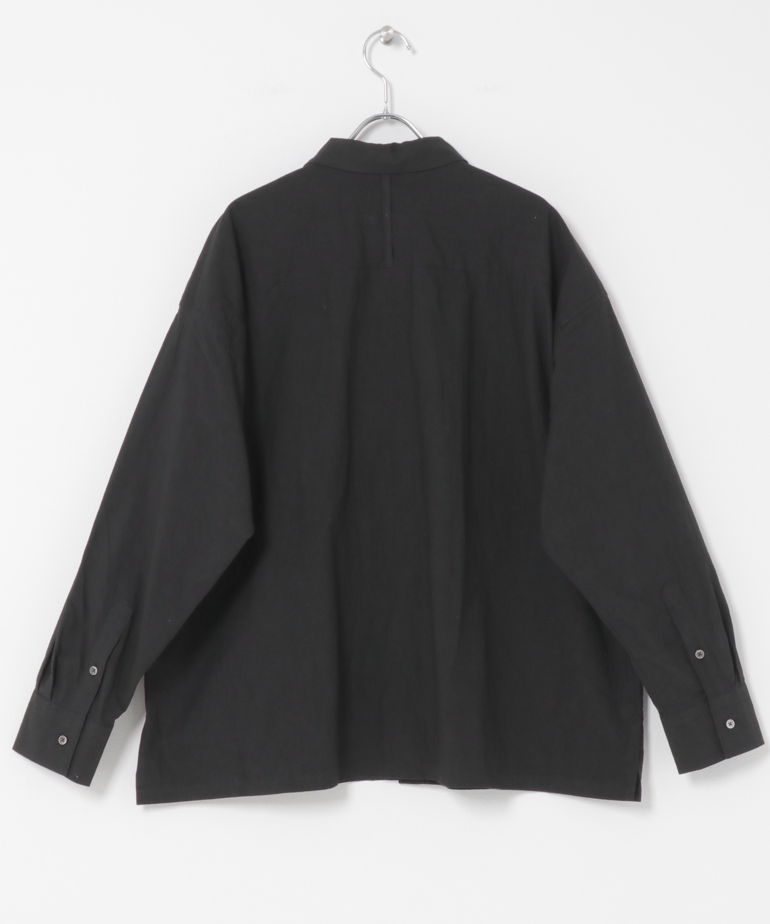 『2サイズ展開』コットンレギュラーカラーボックスシャツ BLACK 1
