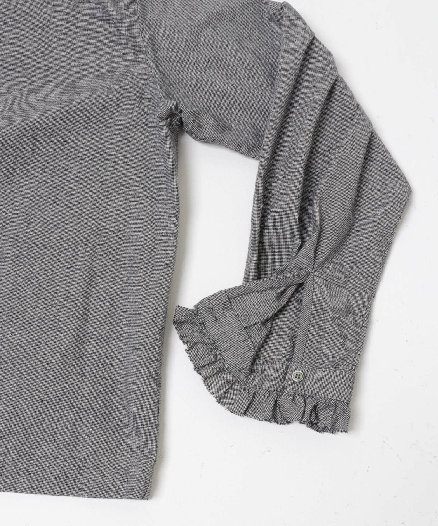 コットンシルクフリルブラウス CHECK Free