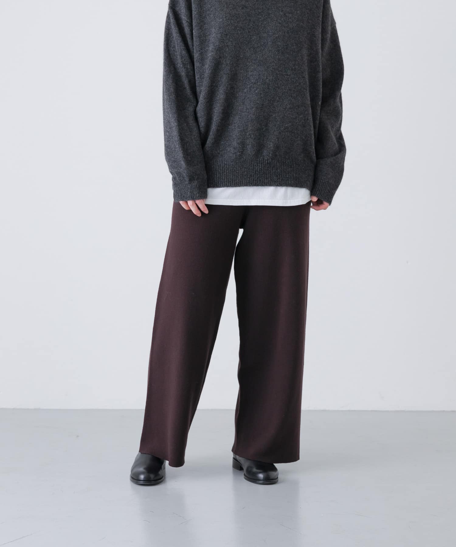 『2サイズ展開』コットンカシミヤニットパンツ