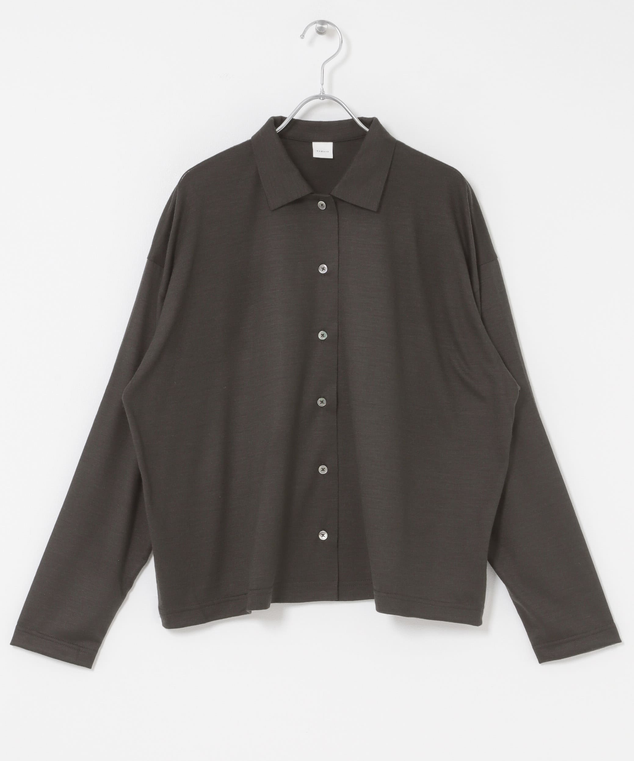 ウォッシャブルウールカットシャツ INK BLACK Free