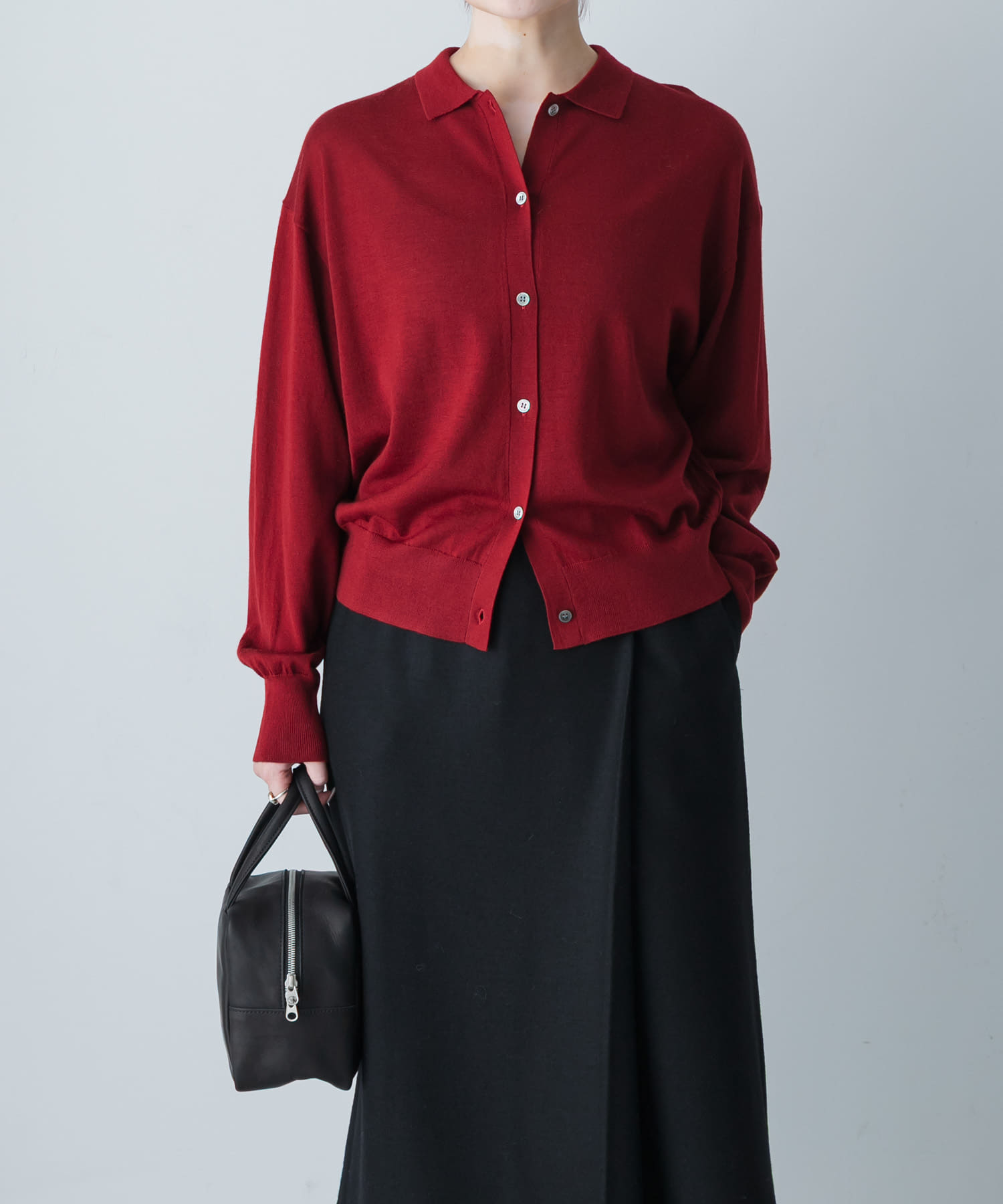 ウールポロニットカーディガン